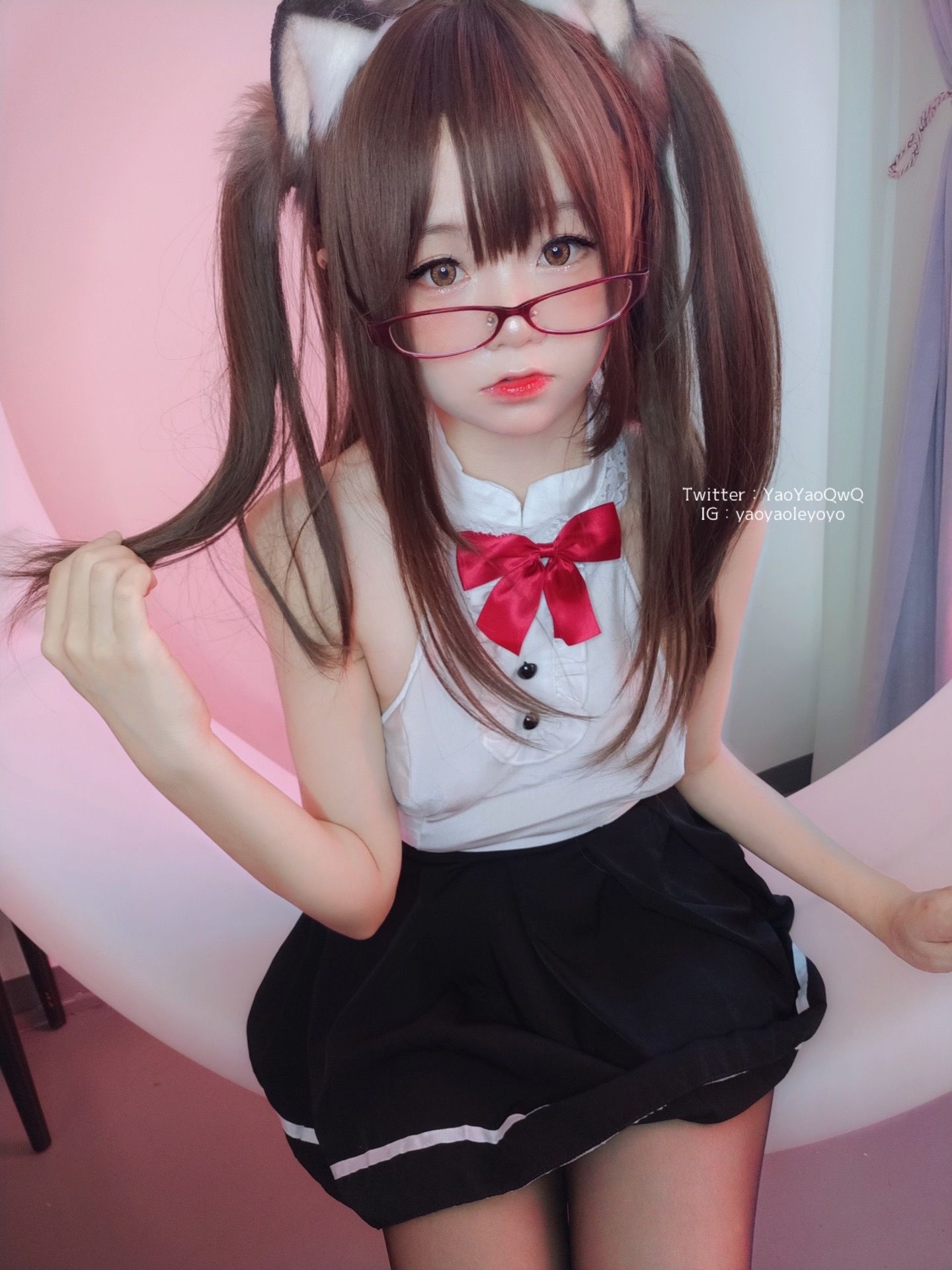萌妹子Coser摇摇乐yoyo - 黑色紧身衣-图29