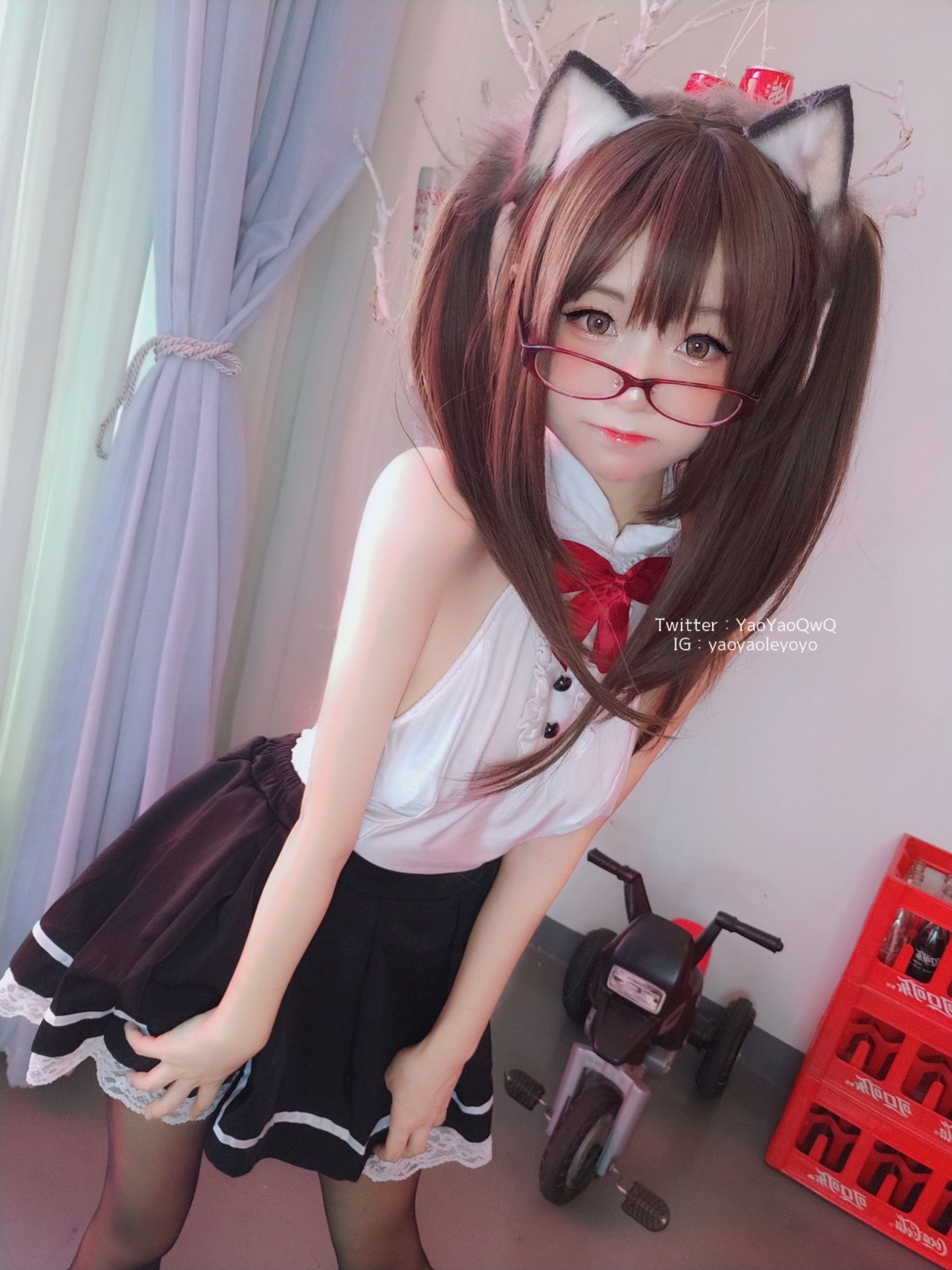 萌妹子Coser摇摇乐yoyo - 黑色紧身衣-图37