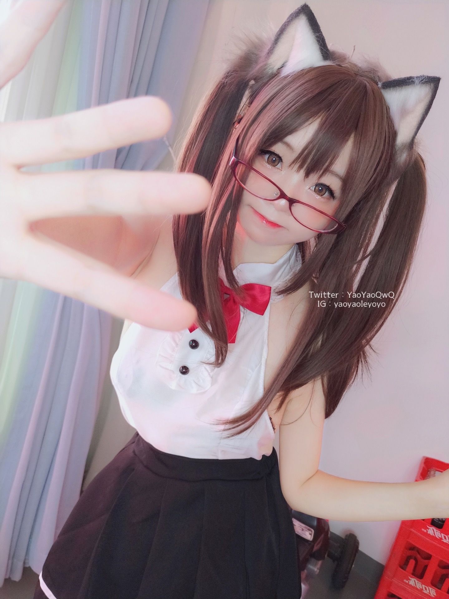 萌妹子Coser摇摇乐yoyo - 黑色紧身衣-图38