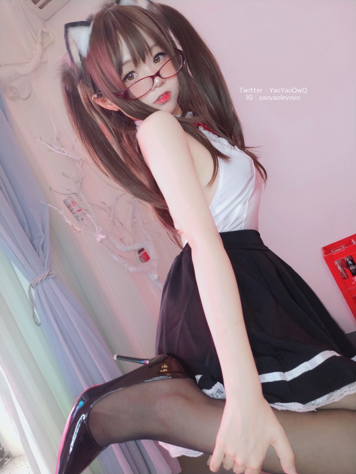 萌妹子Coser摇摇乐yoyo - 黑色紧身衣-图3
