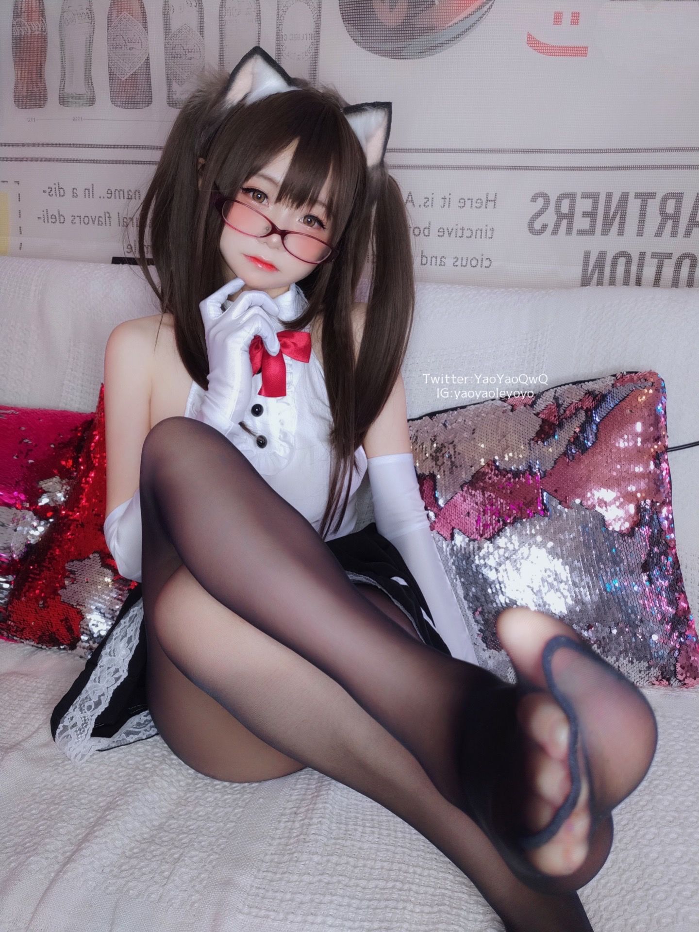 萌妹子Coser摇摇乐yoyo - 黑色紧身衣-图43