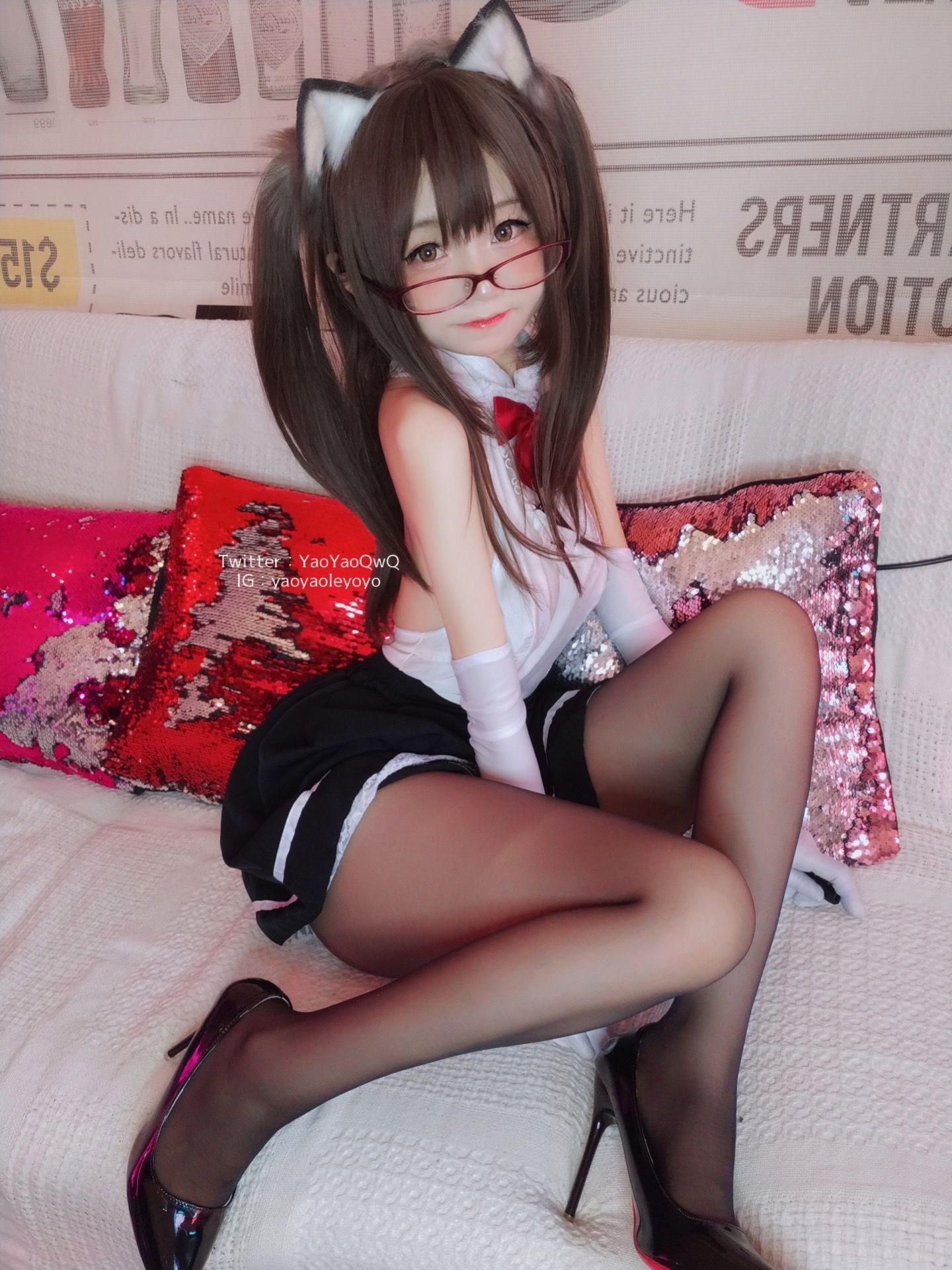 萌妹子Coser摇摇乐yoyo - 黑色紧身衣-图46