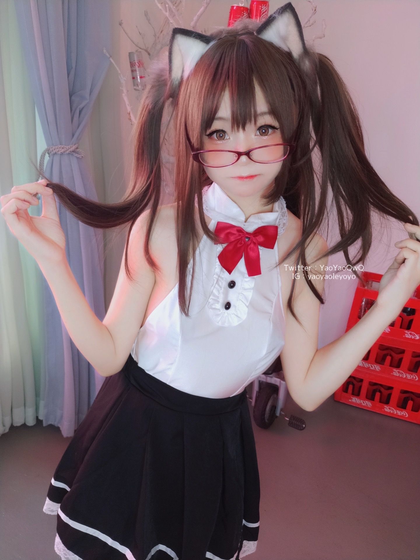 萌妹子Coser摇摇乐yoyo - 黑色紧身衣-图48