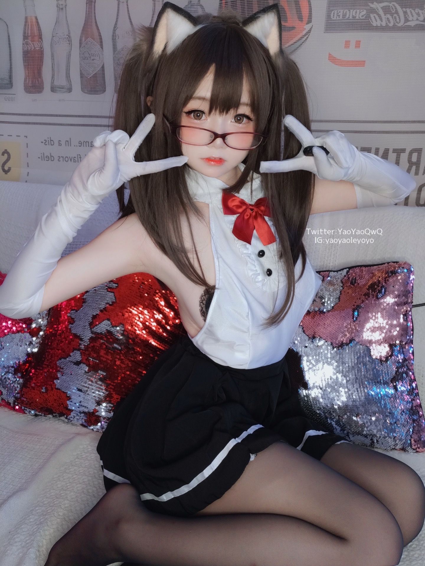 萌妹子Coser摇摇乐yoyo - 黑色紧身衣-图56