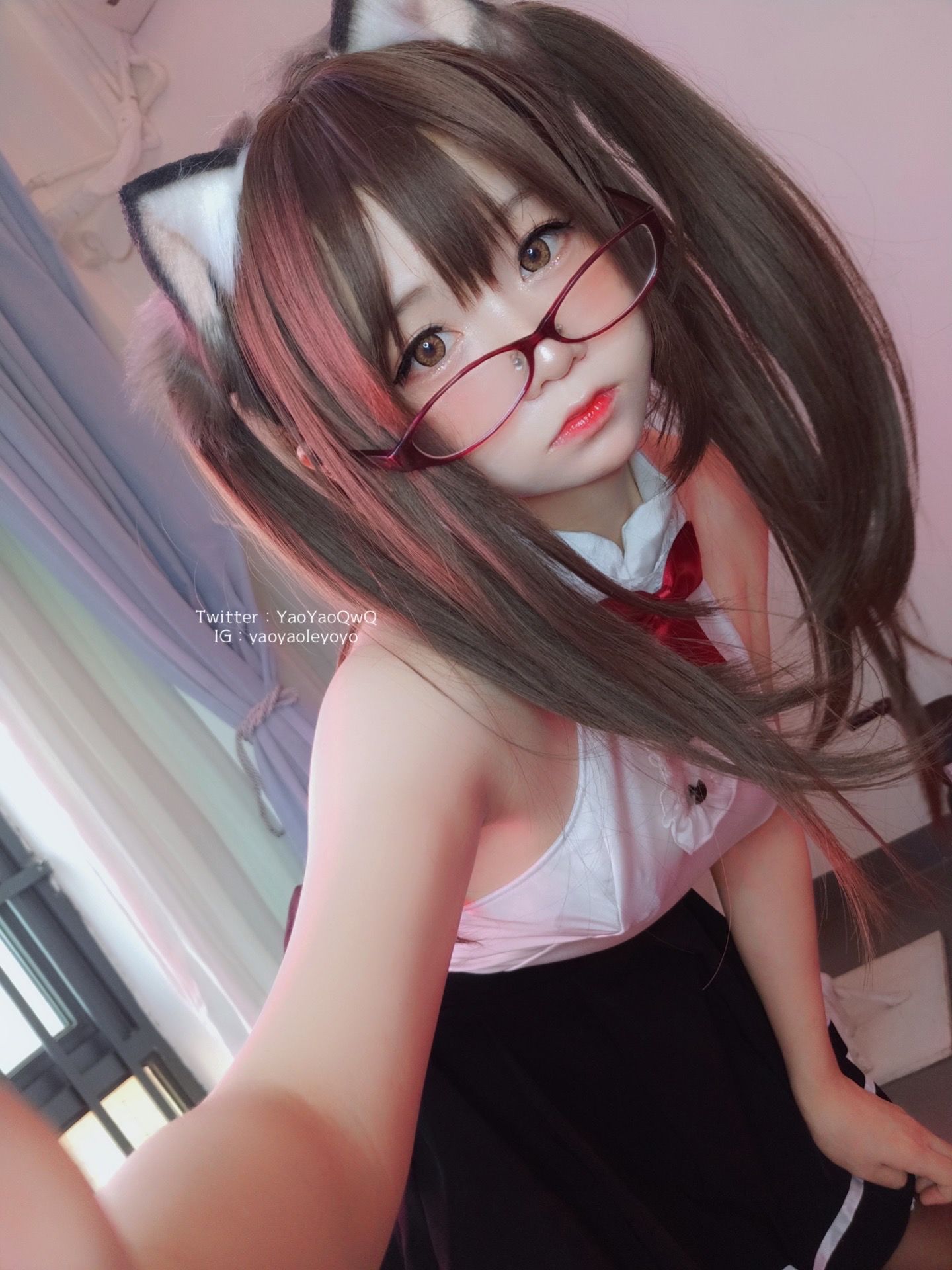 萌妹子Coser摇摇乐yoyo - 黑色紧身衣-图58