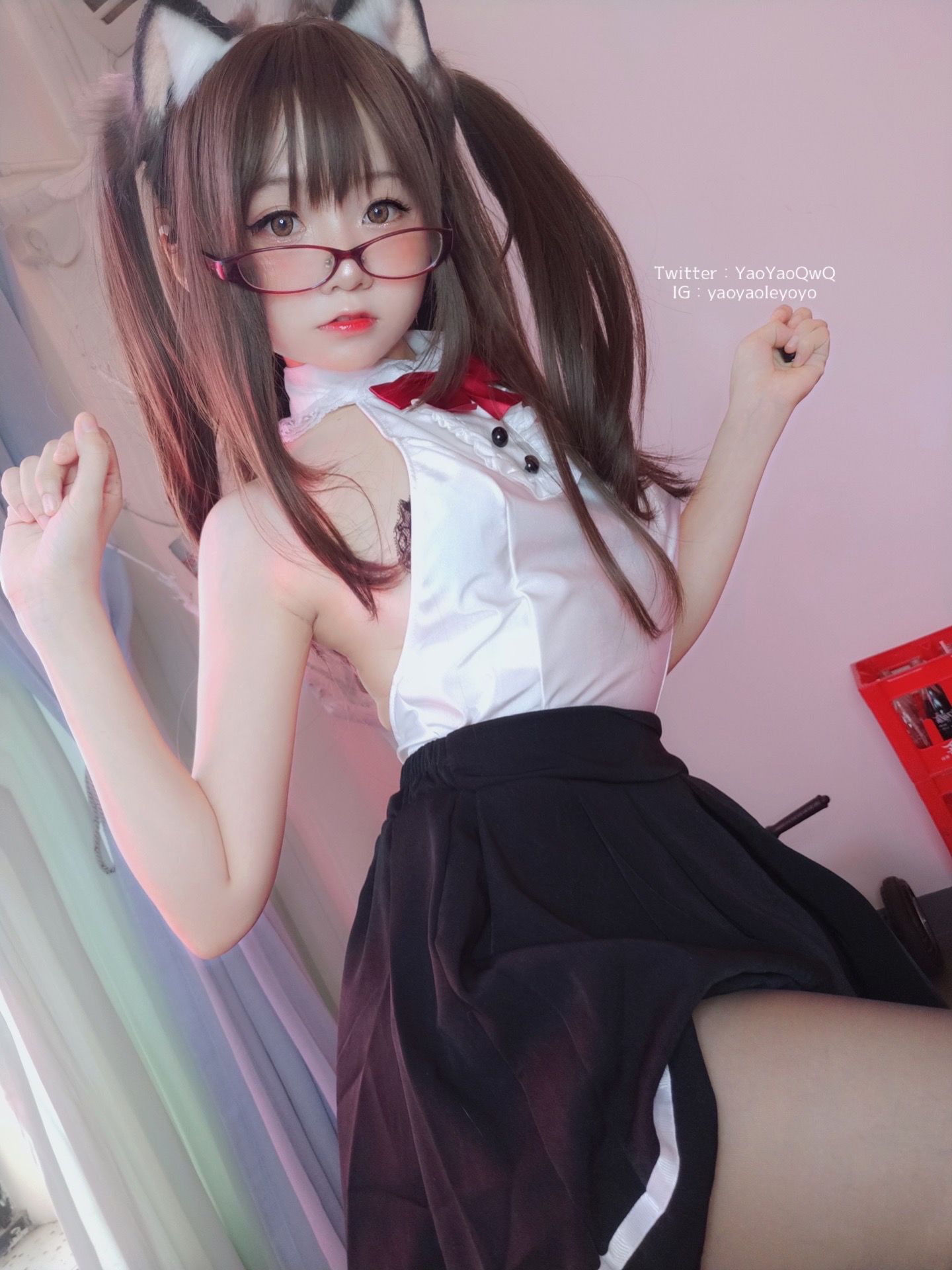 萌妹子Coser摇摇乐yoyo - 黑色紧身衣-图71