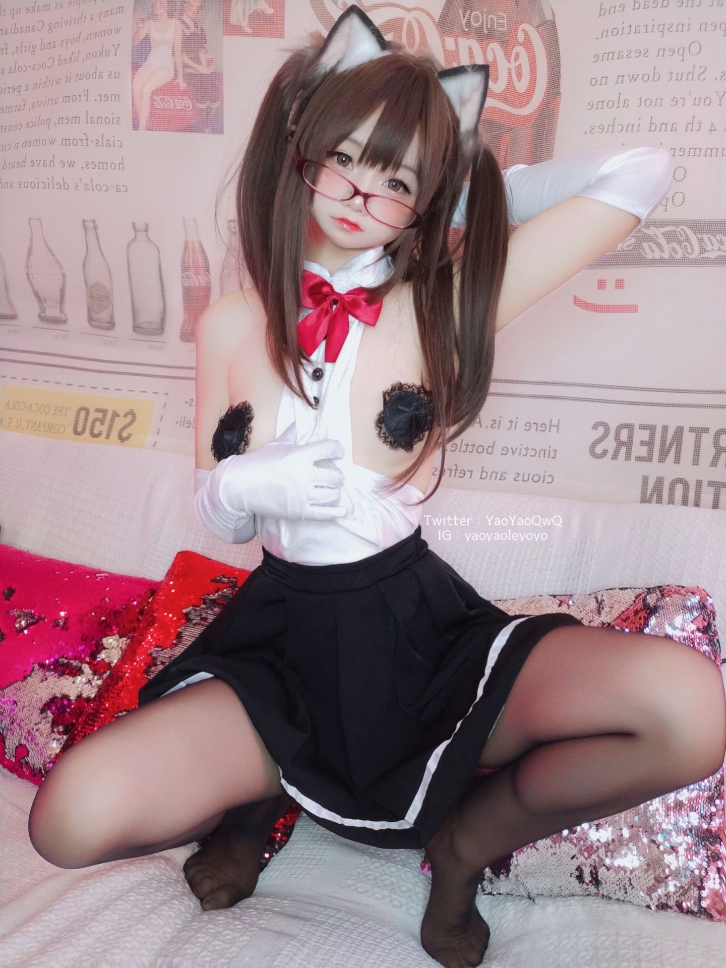 萌妹子Coser摇摇乐yoyo - 黑色紧身衣-图72