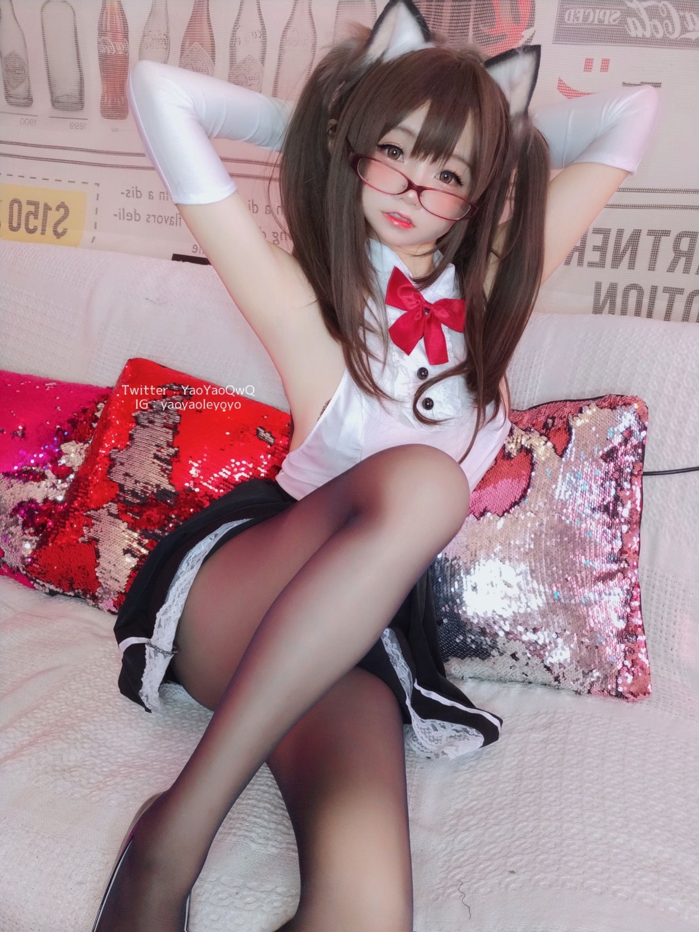 萌妹子Coser摇摇乐yoyo - 黑色紧身衣-图74