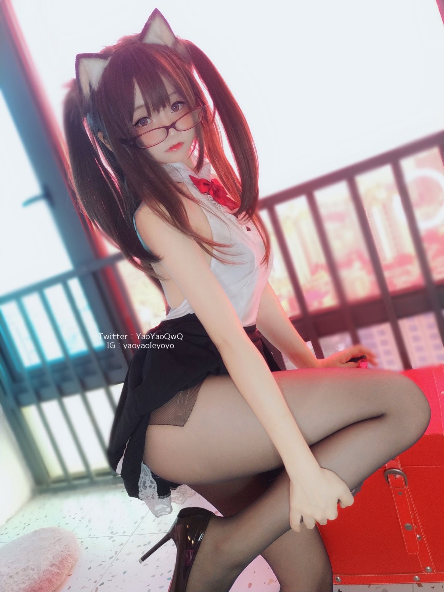 萌妹子Coser摇摇乐yoyo - 黑色紧身衣-图92