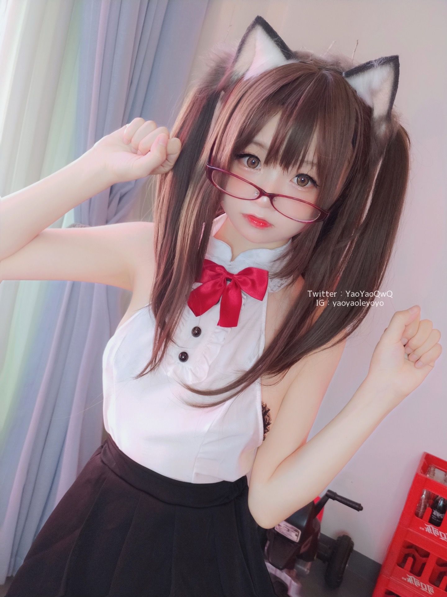 萌妹子Coser摇摇乐yoyo - 黑色紧身衣-图93