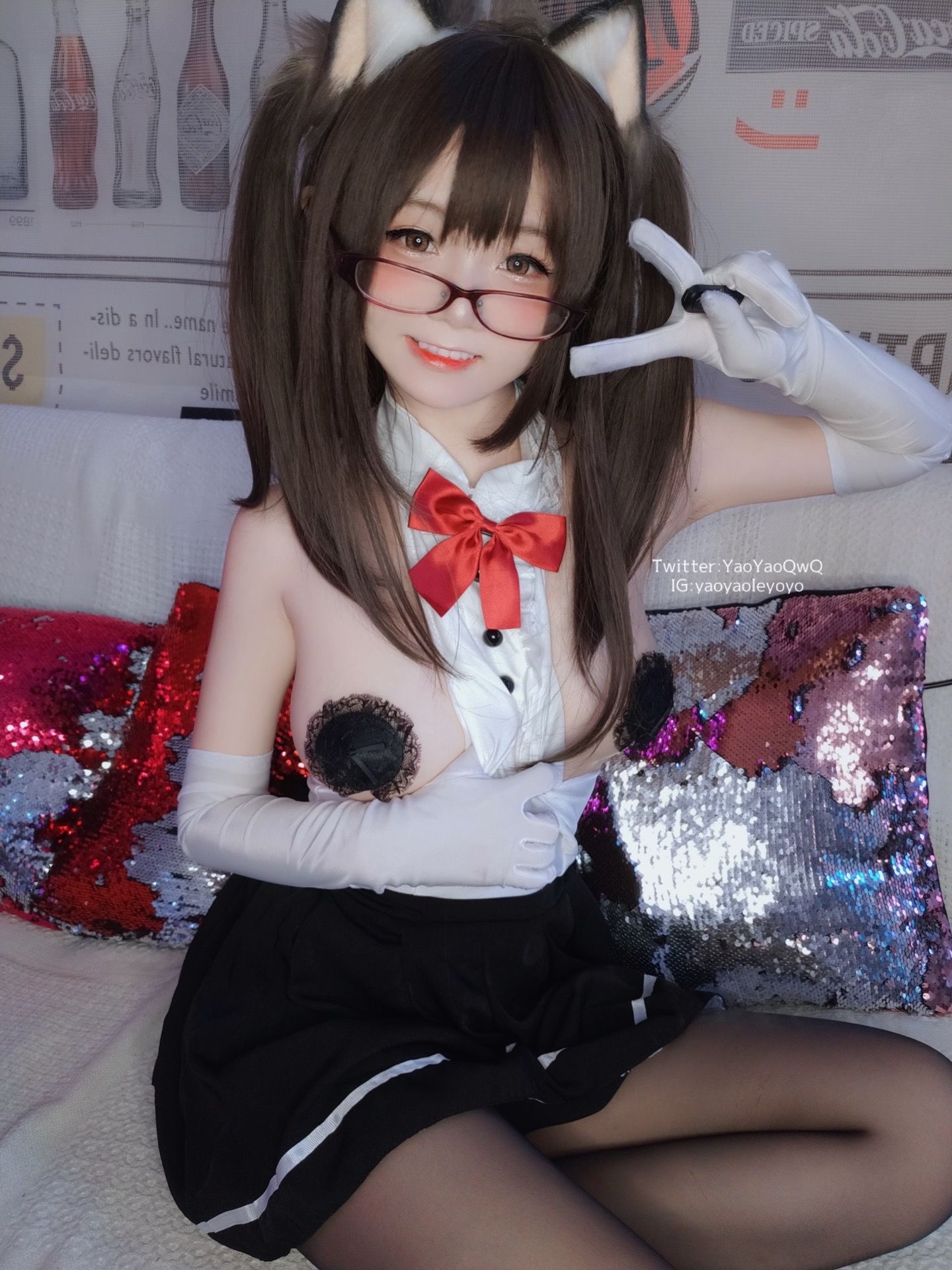 萌妹子Coser摇摇乐yoyo - 黑色紧身衣-图96