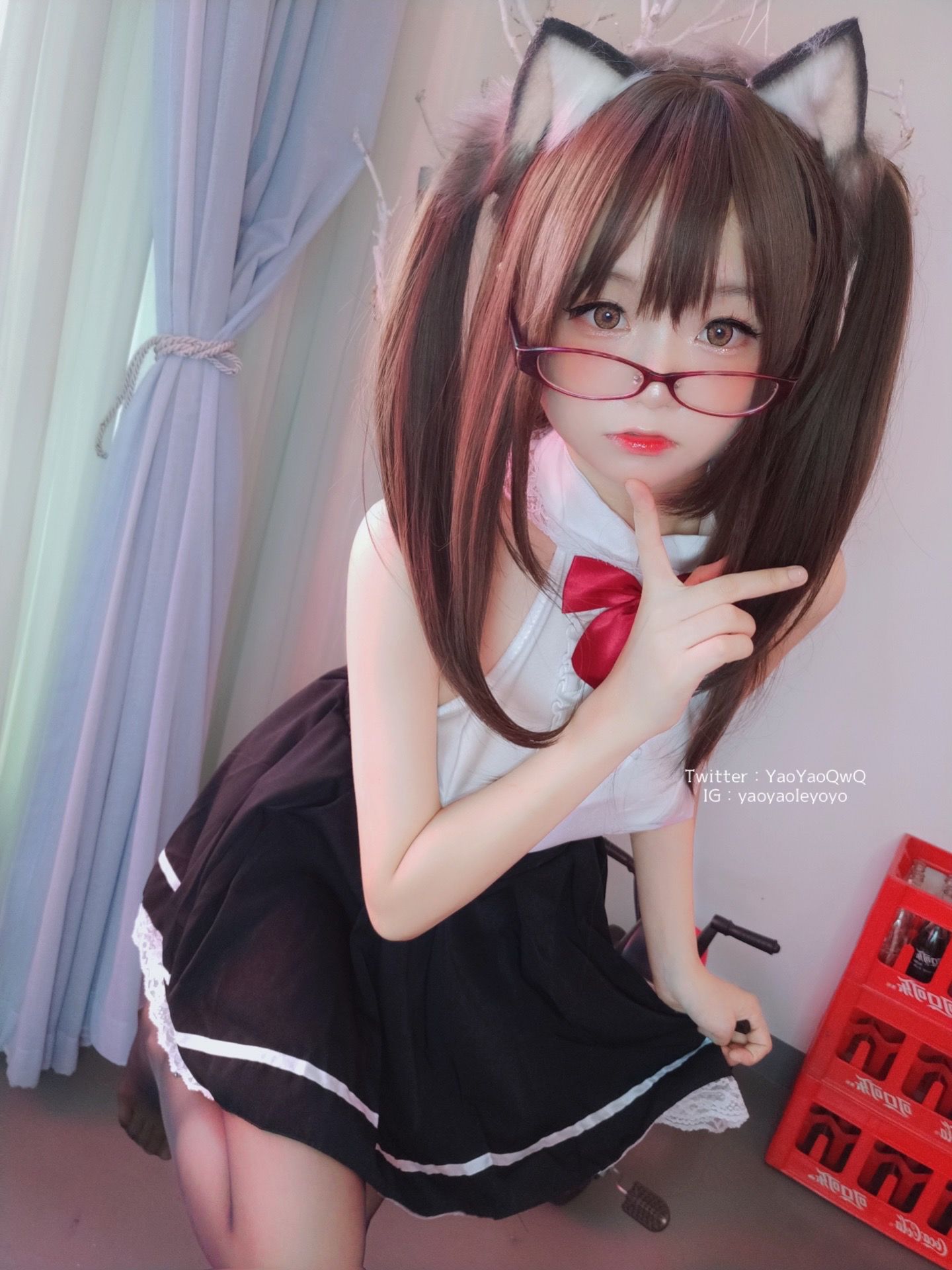萌妹子Coser摇摇乐yoyo - 黑色紧身衣-图97