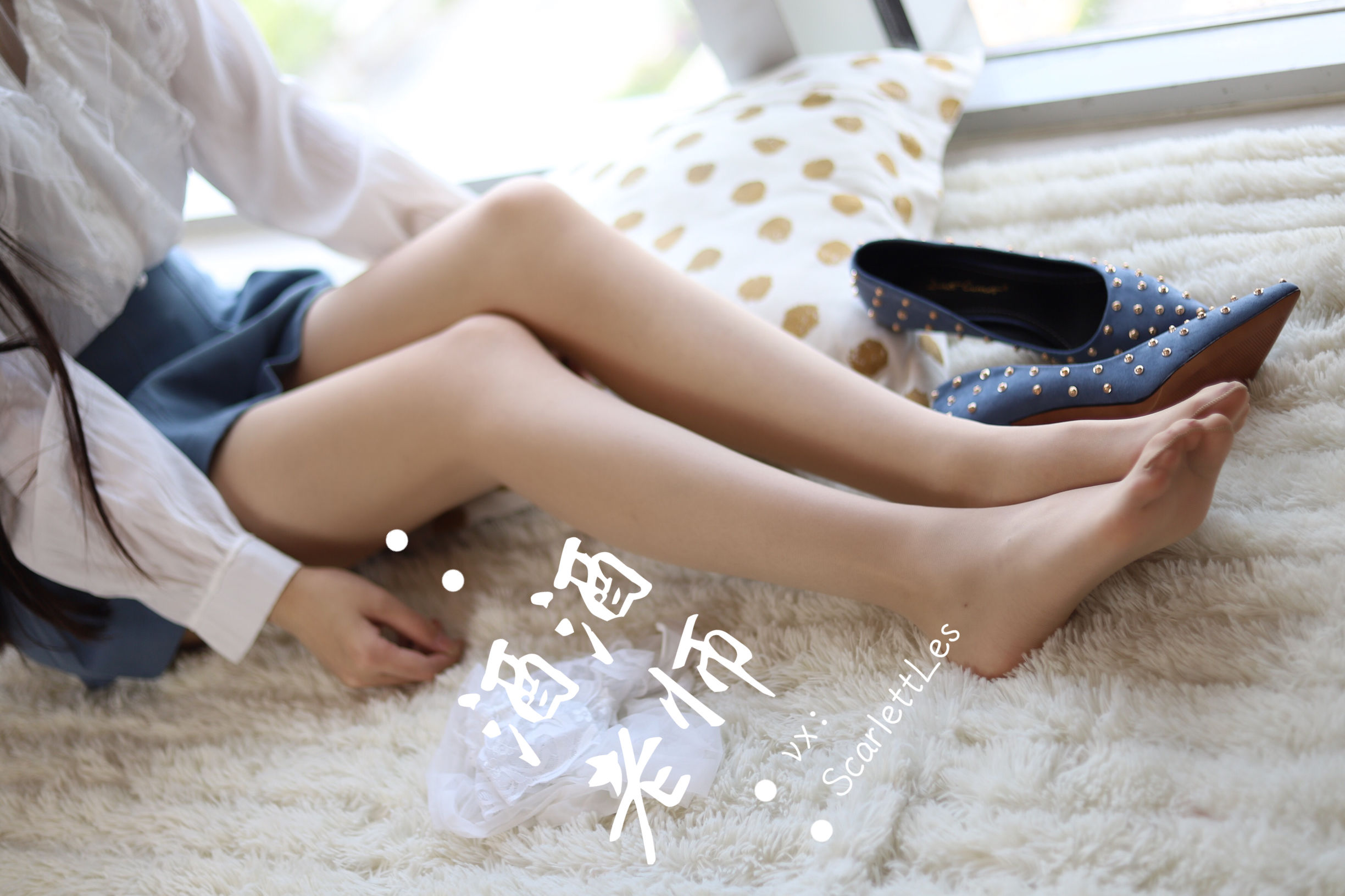 酒酒老师 - 蓝色短裙白丝少女风-图21