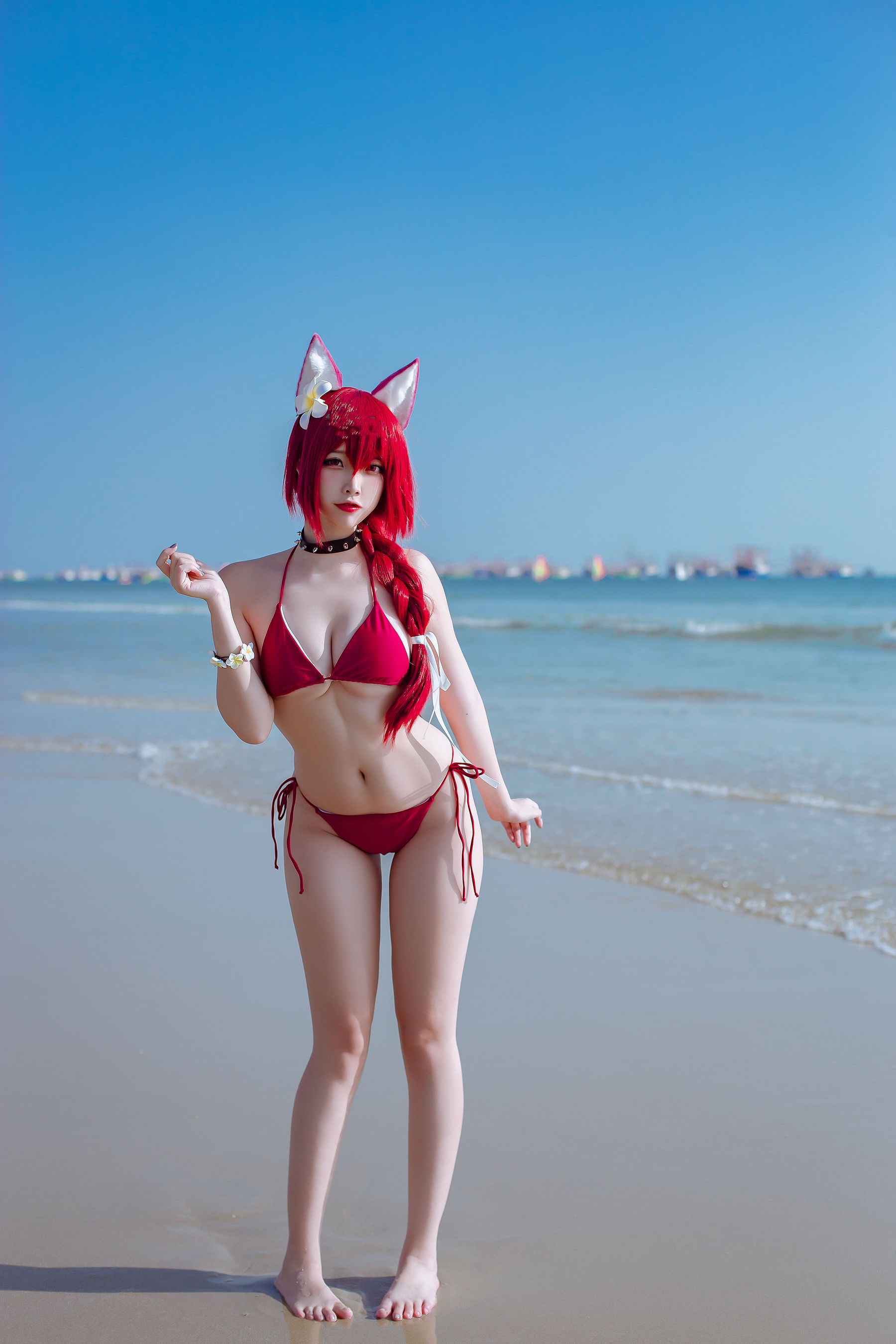 人气Coser二佐Nisa - 碧蓝 千代田泳装-图1