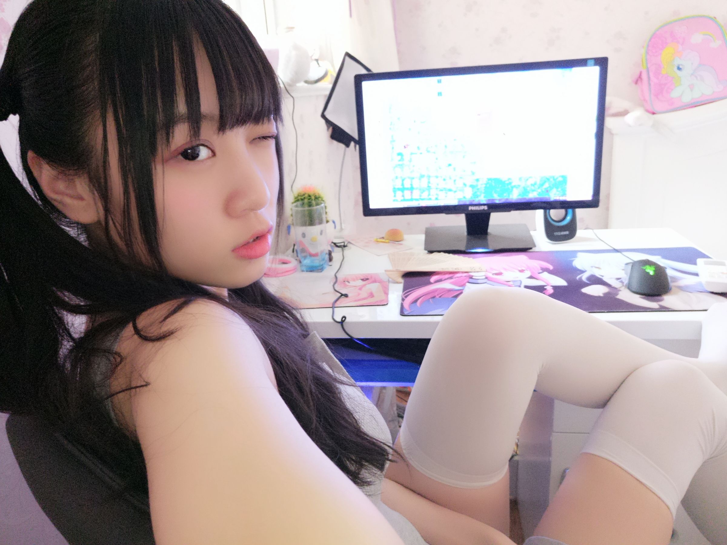 双马尾少女赛高酱作品 - 露脸灰色裙子-图9