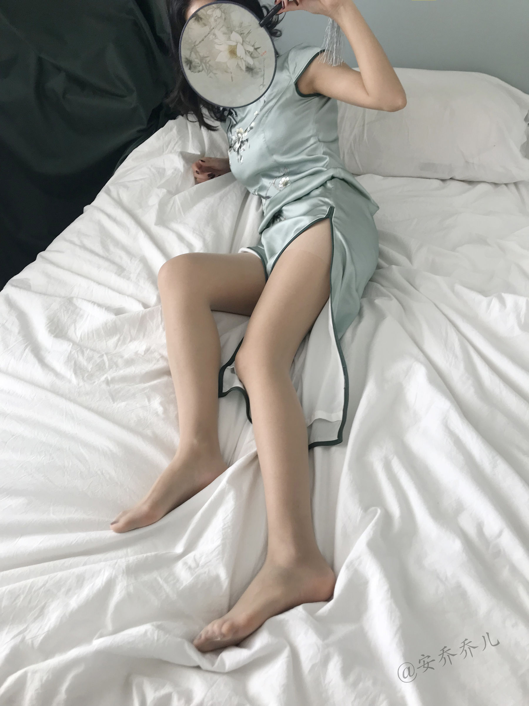 安乔乔儿(Nia乔乔) No.017 安乔乔儿 黑丝旗袍-图36