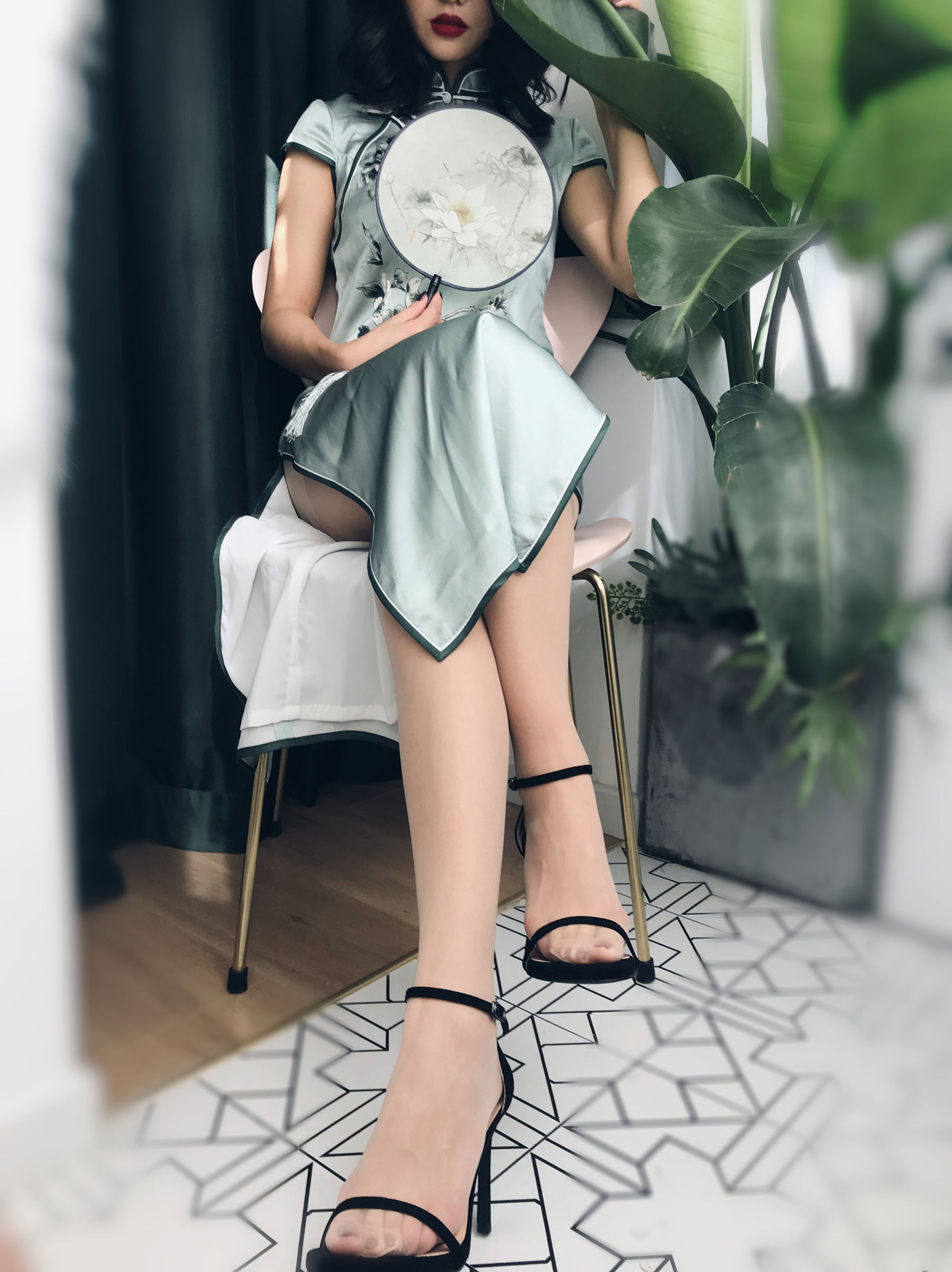 安乔乔儿(Nia乔乔) No.017 安乔乔儿 黑丝旗袍-图75