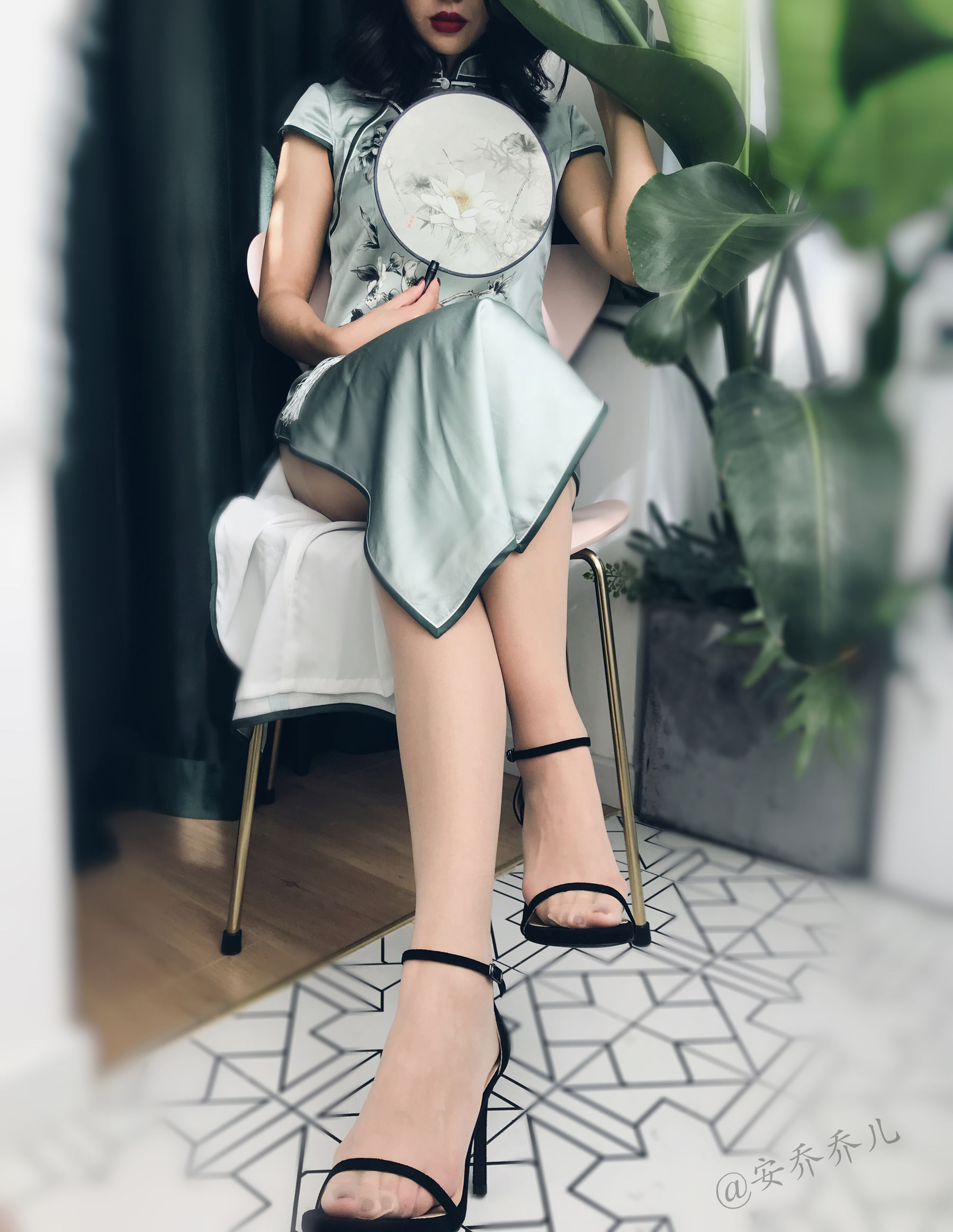 安乔乔儿(Nia乔乔) No.017 安乔乔儿 黑丝旗袍-图76