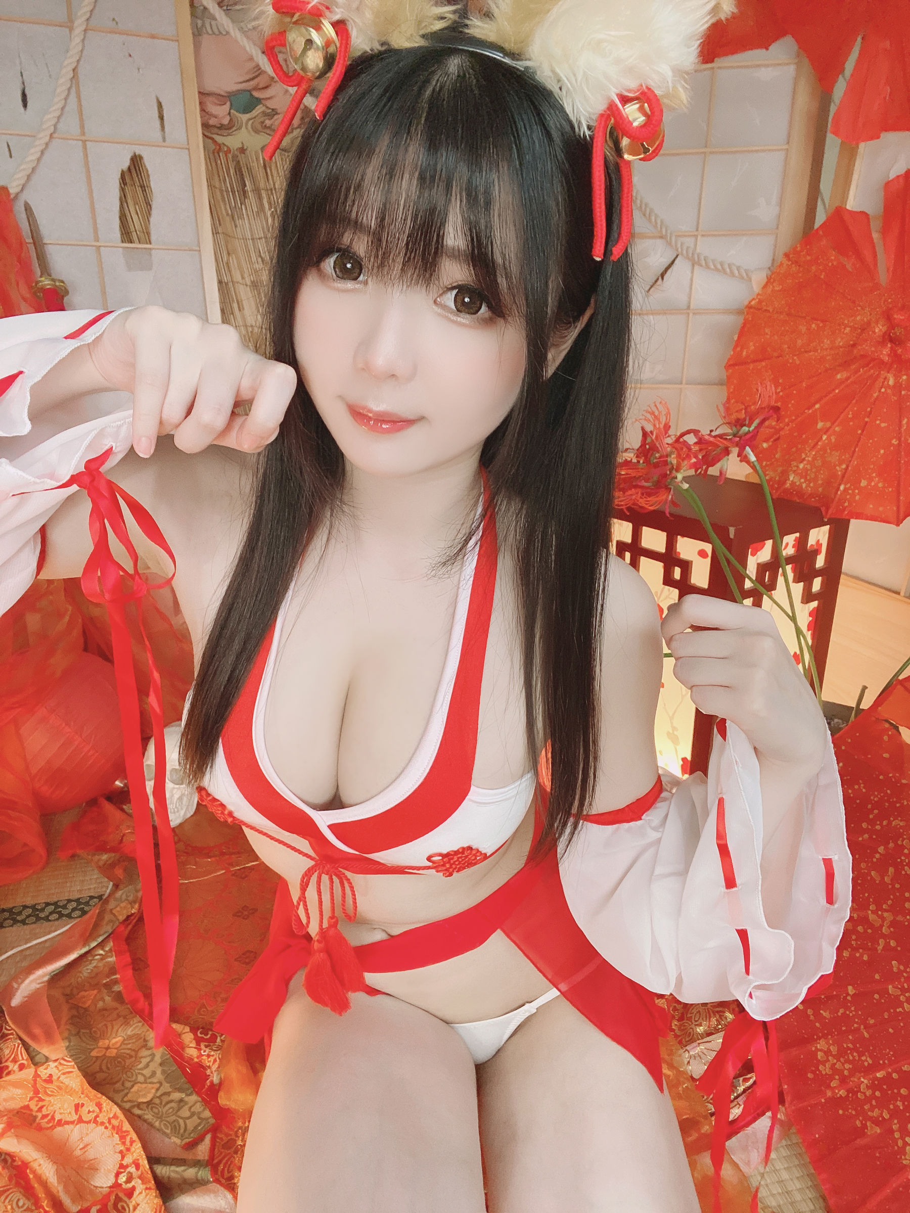 微博妹纸霜月shimo - きつね巫女さん-图6