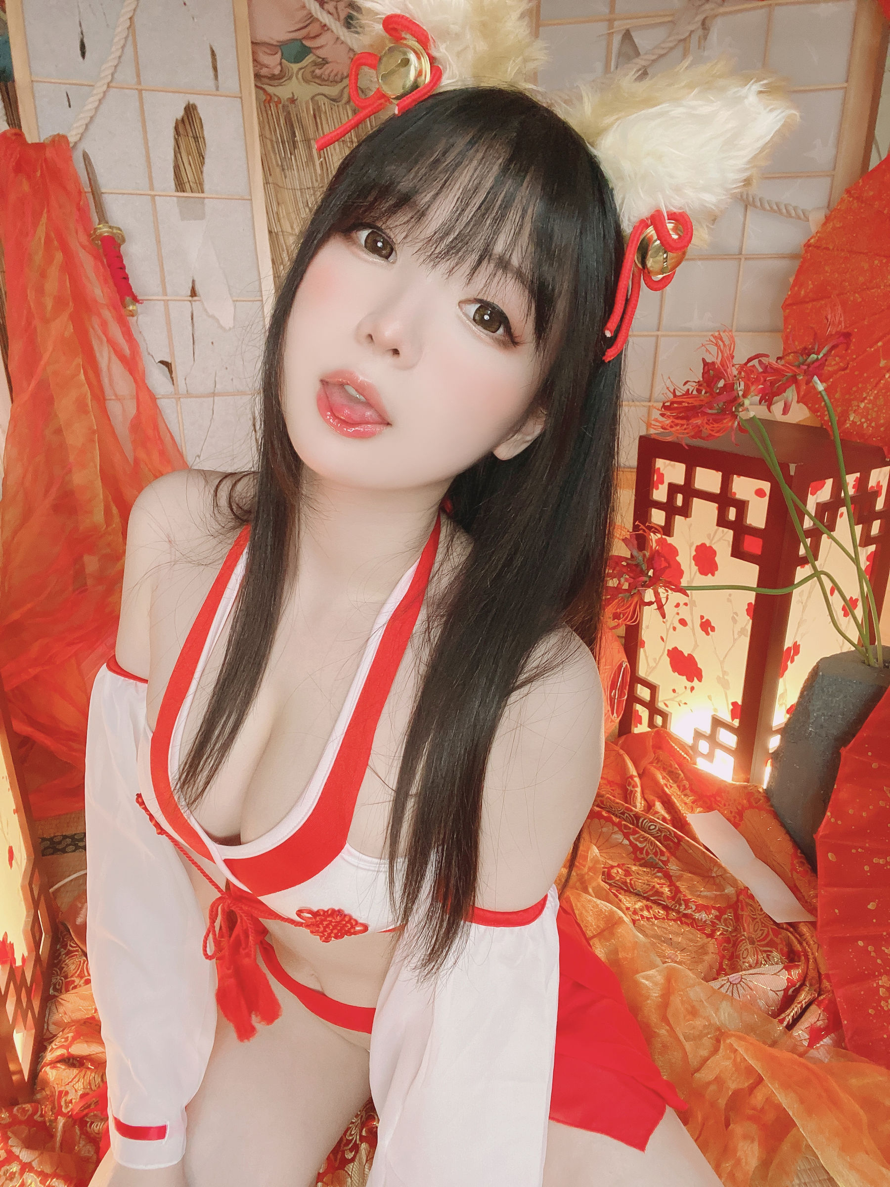 微博妹纸霜月shimo - きつね巫女さん-图7