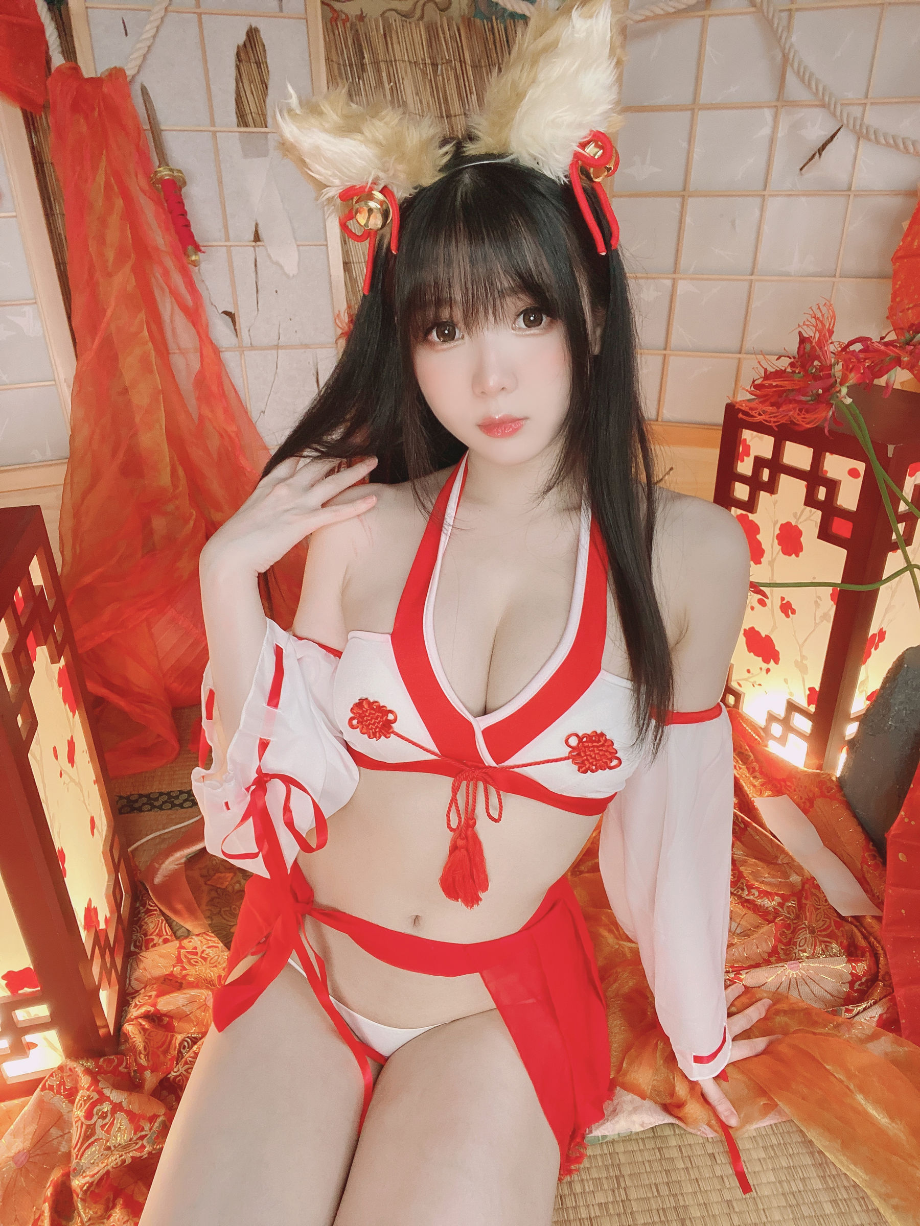 微博妹纸霜月shimo - きつね巫女さん-图8