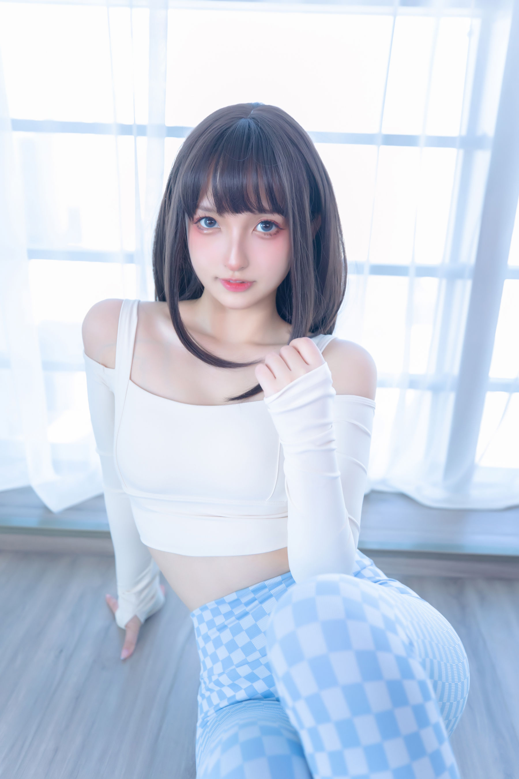 萝莉神楽板真冬 - 蓝白格-图46