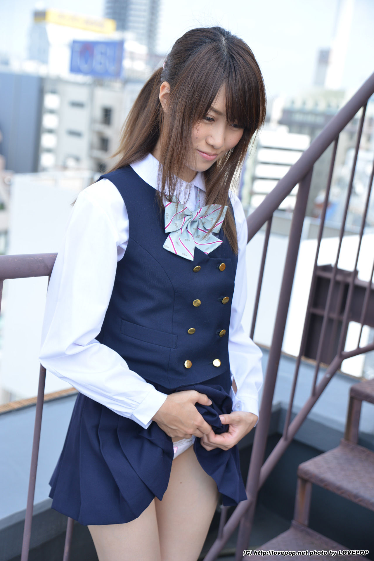 Yamaguchi Ayaka 山口彩加 Stairway Voyeur T-back! ! Uniform vest - PPV-图23