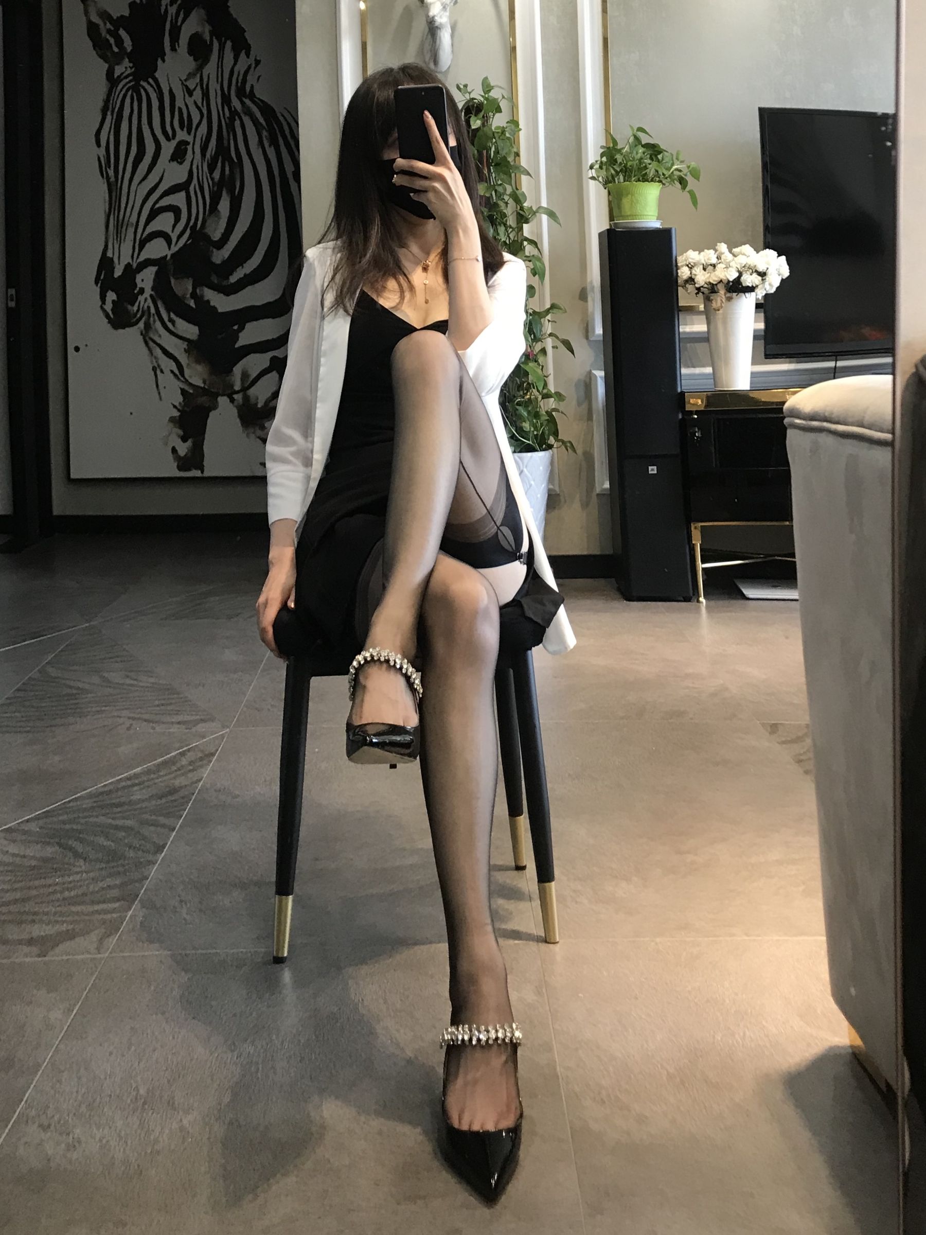 丝足博主麋鹿_Monroe 2020.07.12 黑色吊袜-图13