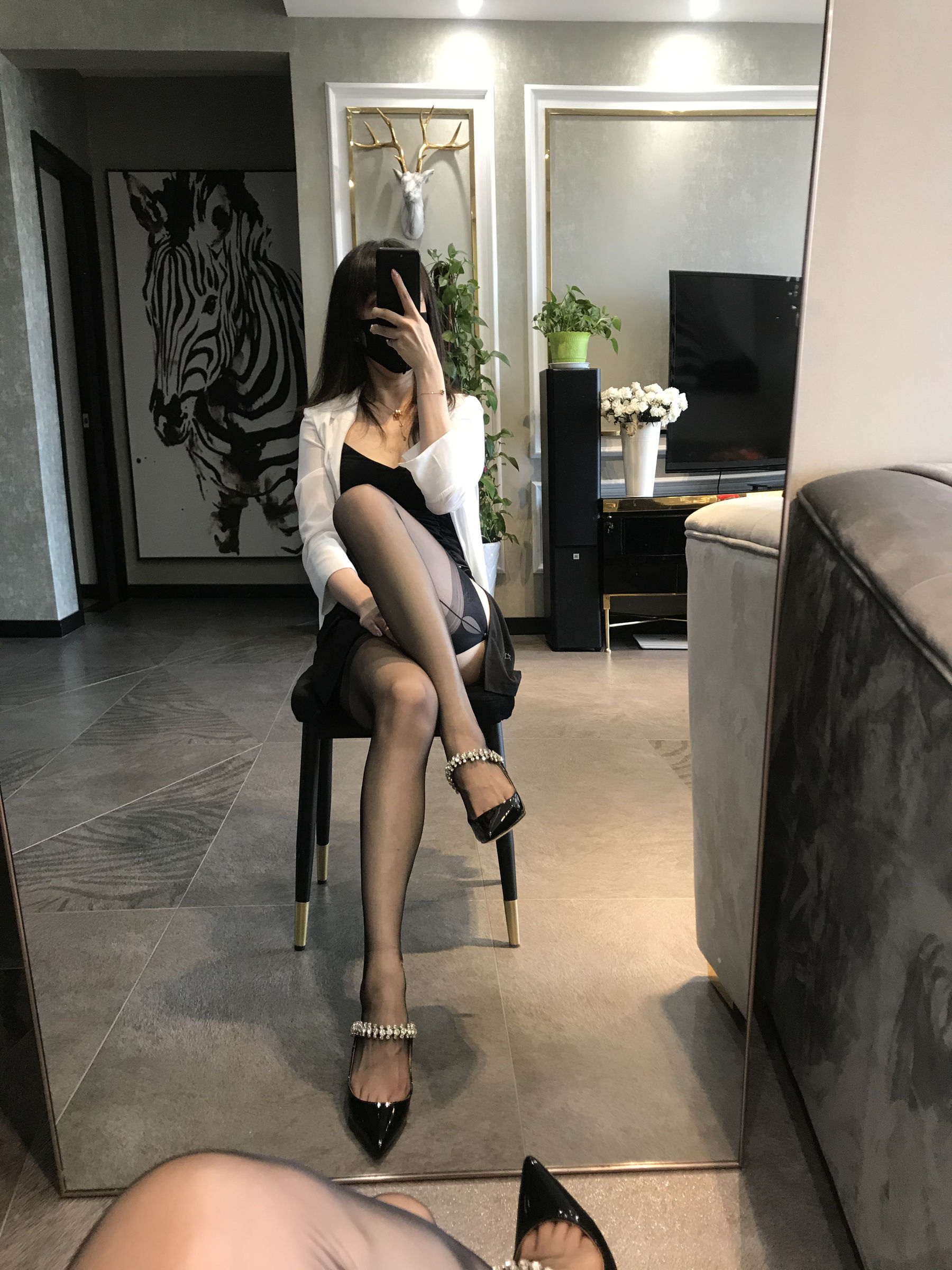 丝足博主麋鹿_Monroe 2020.07.12 黑色吊袜-图15