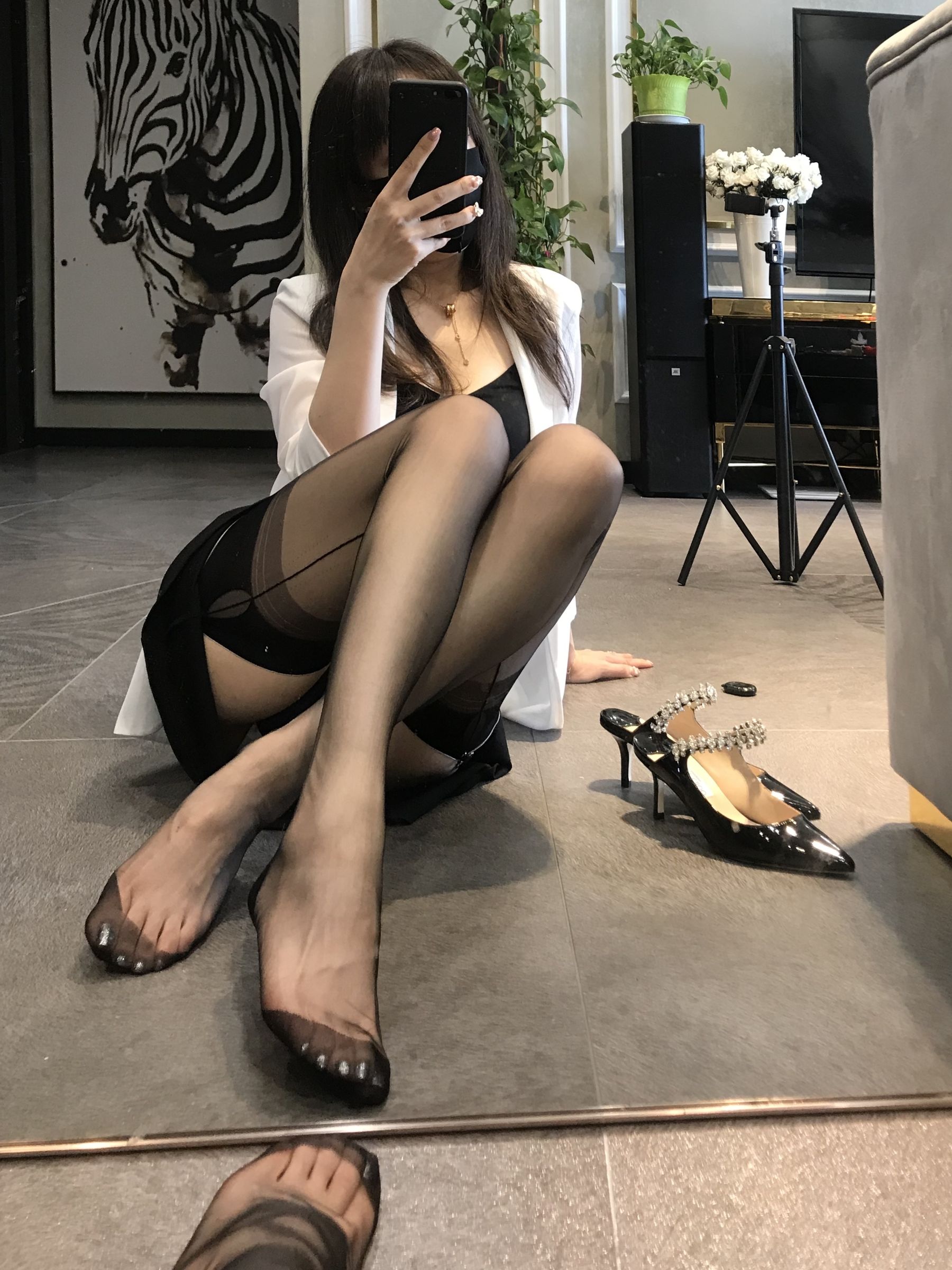 丝足博主麋鹿_Monroe 2020.07.12 黑色吊袜-图26