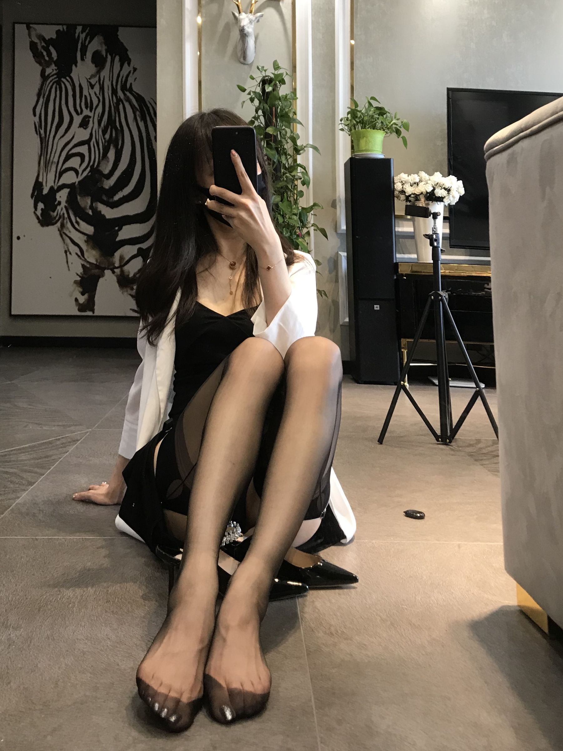 丝足博主麋鹿_Monroe 2020.07.12 黑色吊袜-图29
