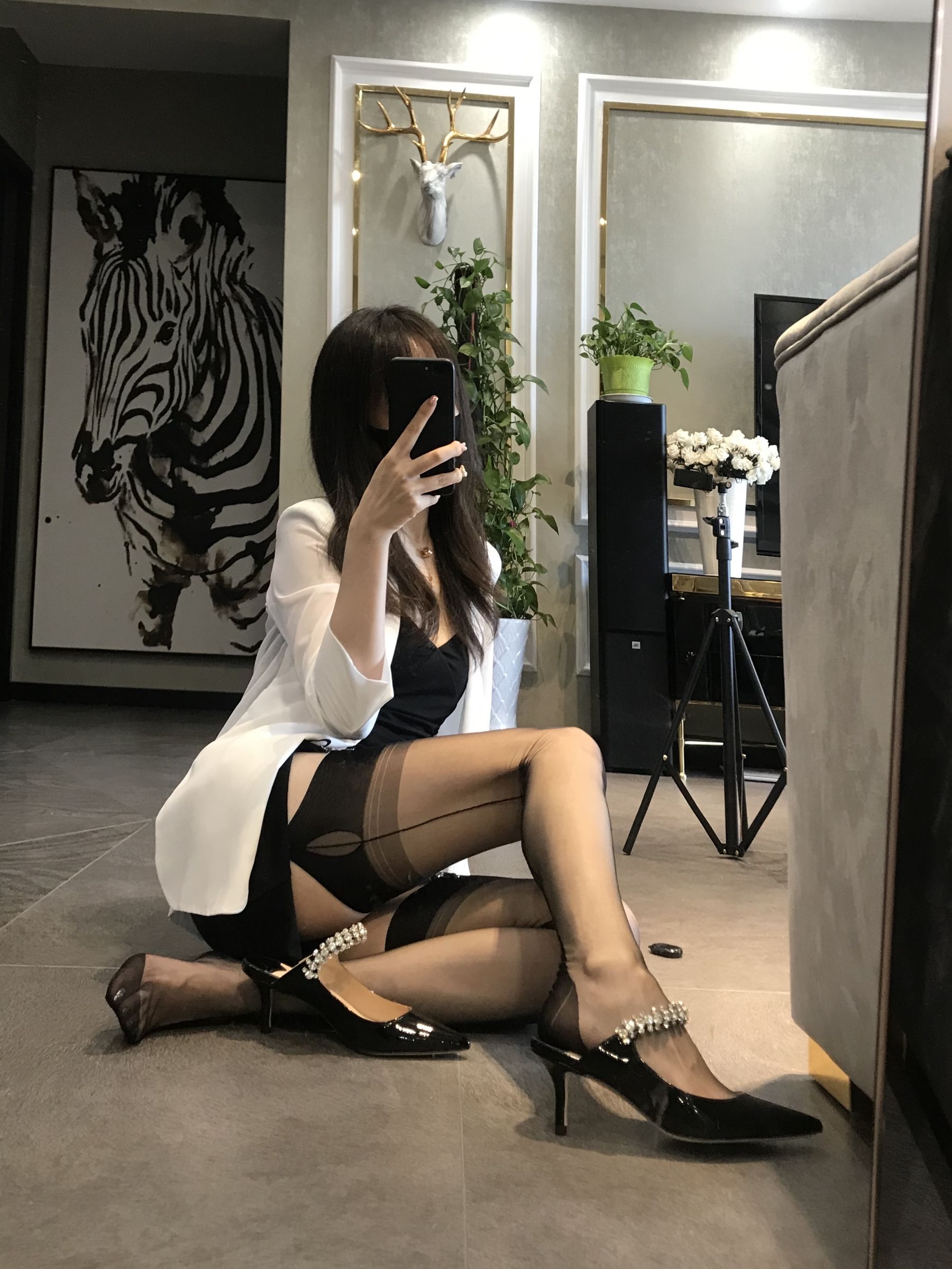 丝足博主麋鹿_Monroe 2020.07.12 黑色吊袜-图30