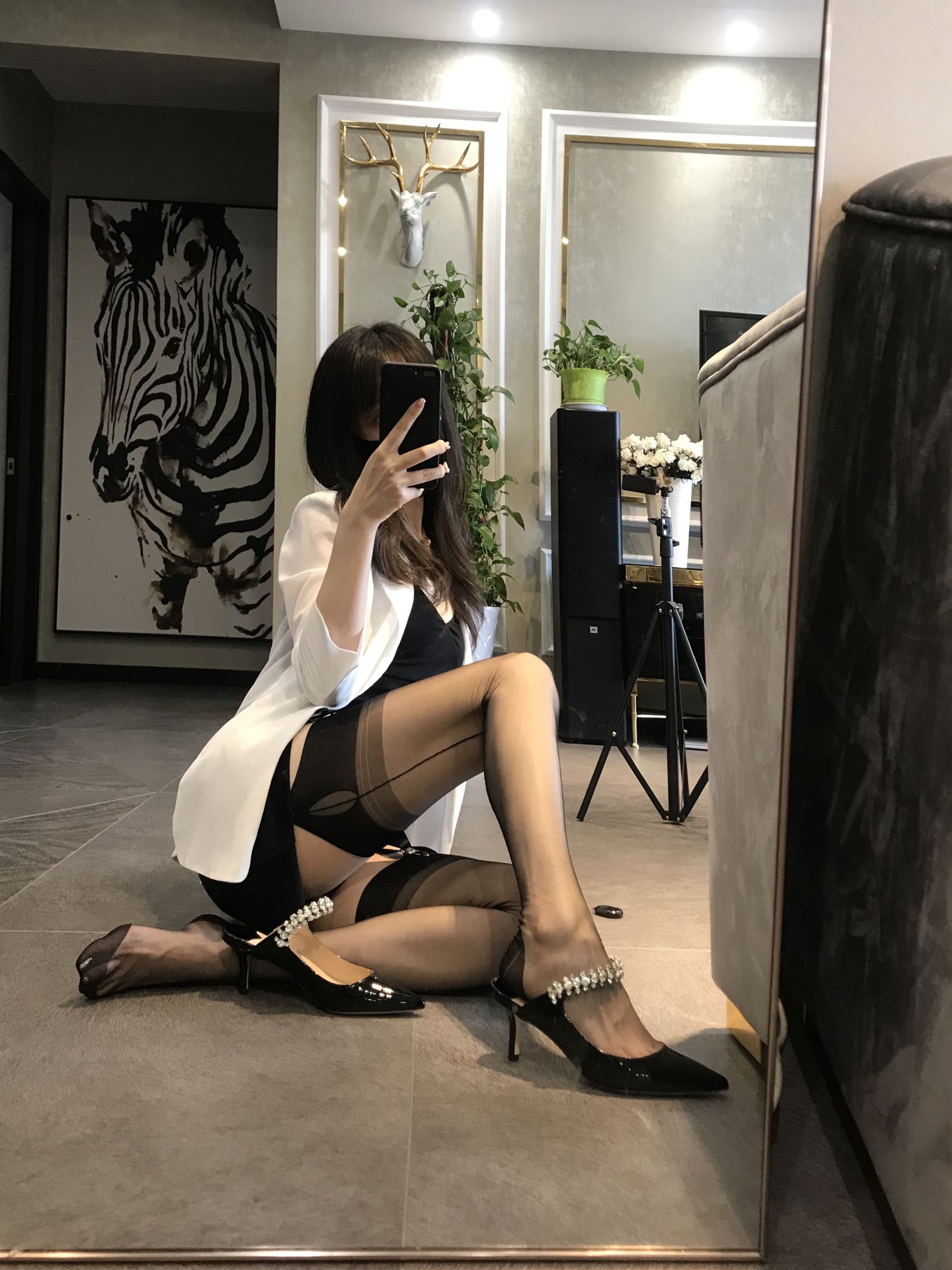 丝足博主麋鹿_Monroe 2020.07.12 黑色吊袜-图31