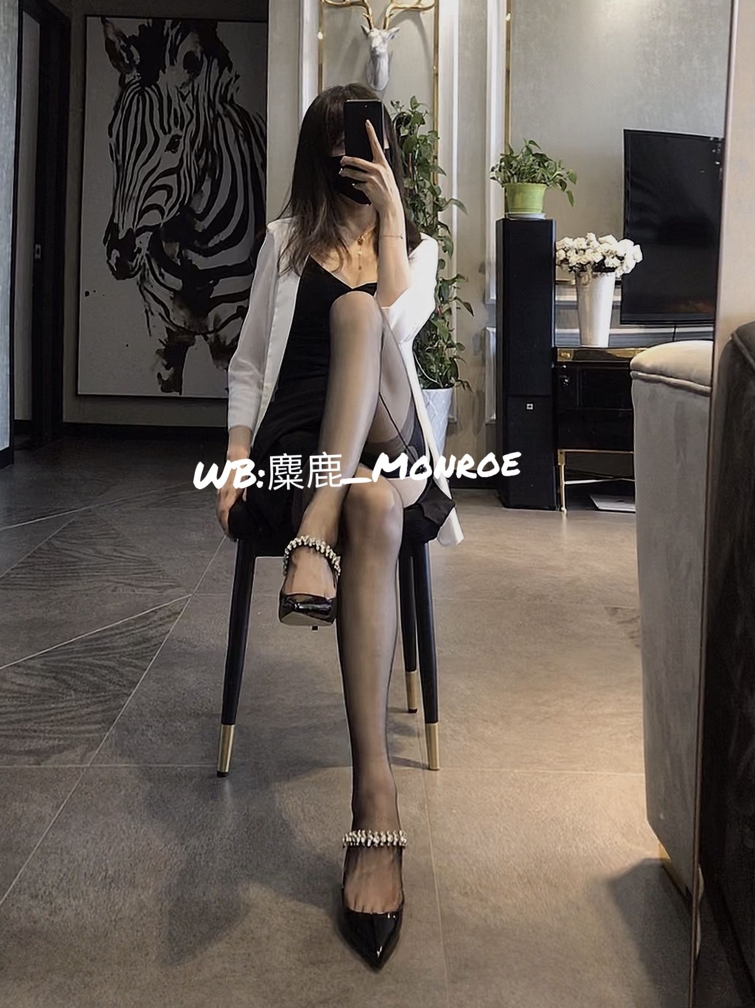 丝足博主麋鹿_Monroe 2020.07.12 黑色吊袜-图74