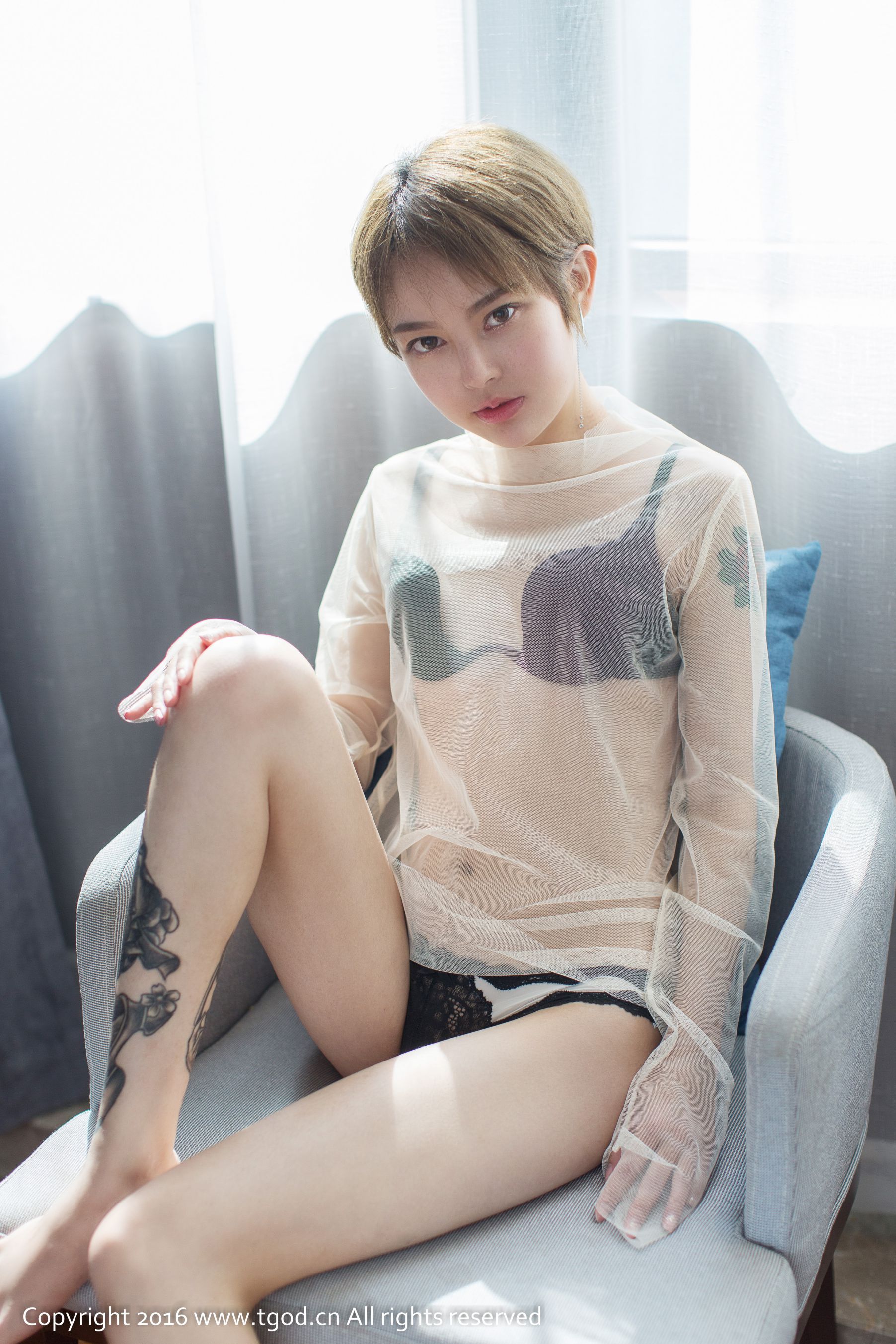 lynne黎茉《透视装短发妹子》-图1