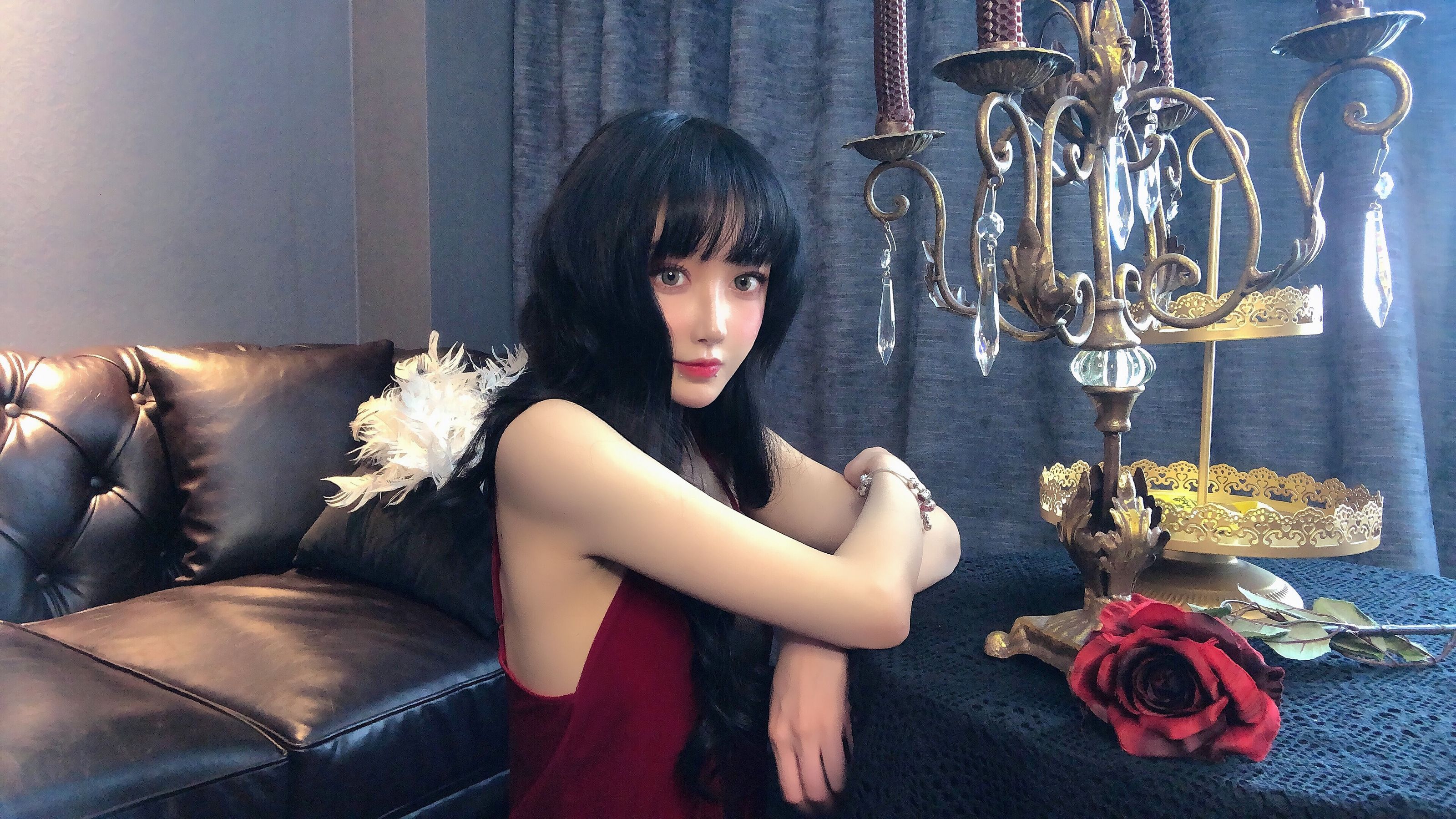 动漫博主阿包也是兔娘 - 红丝绒睡衣-图10