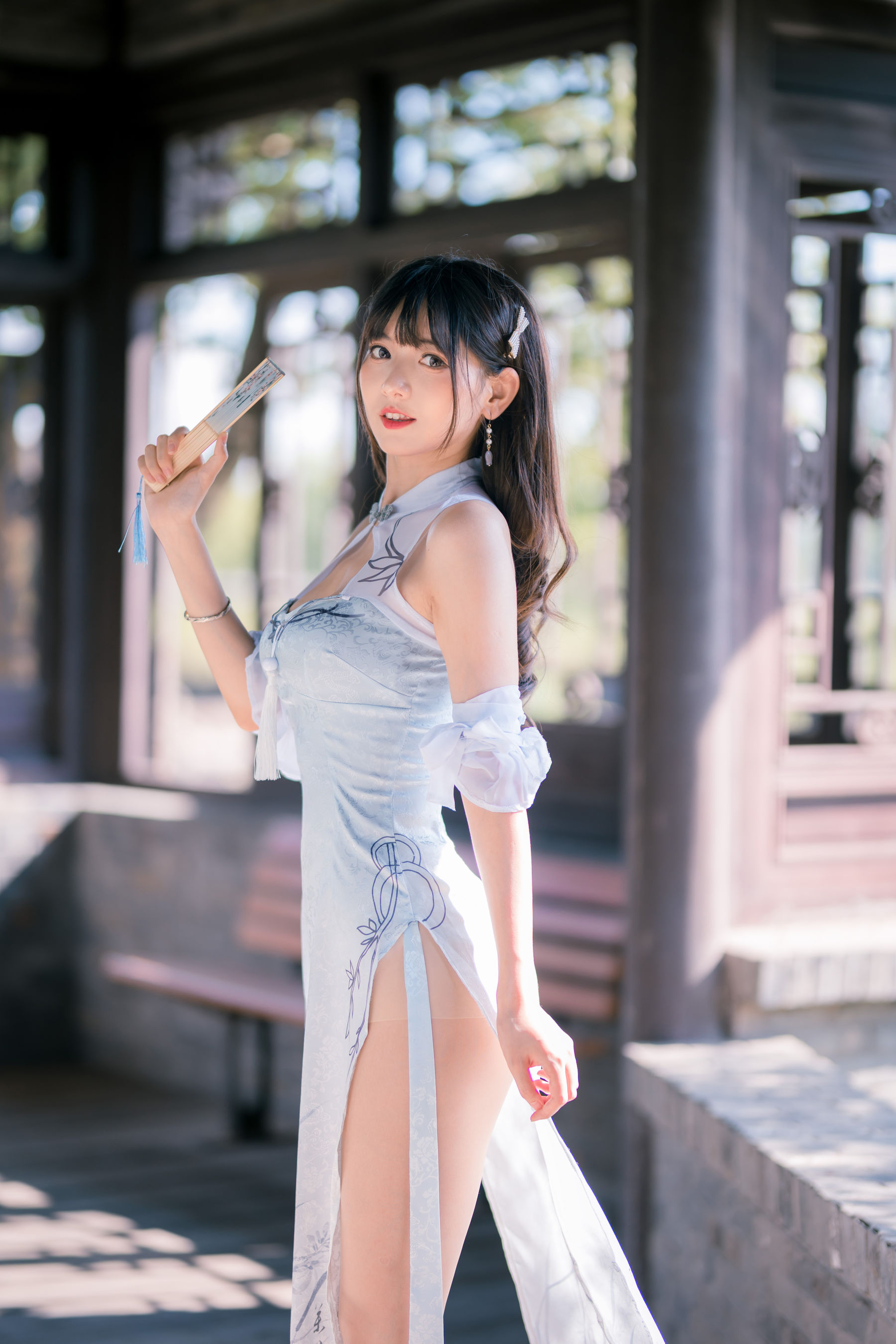 可爱妹子陆卿卿kyokyo - 蓝色旗袍-图11