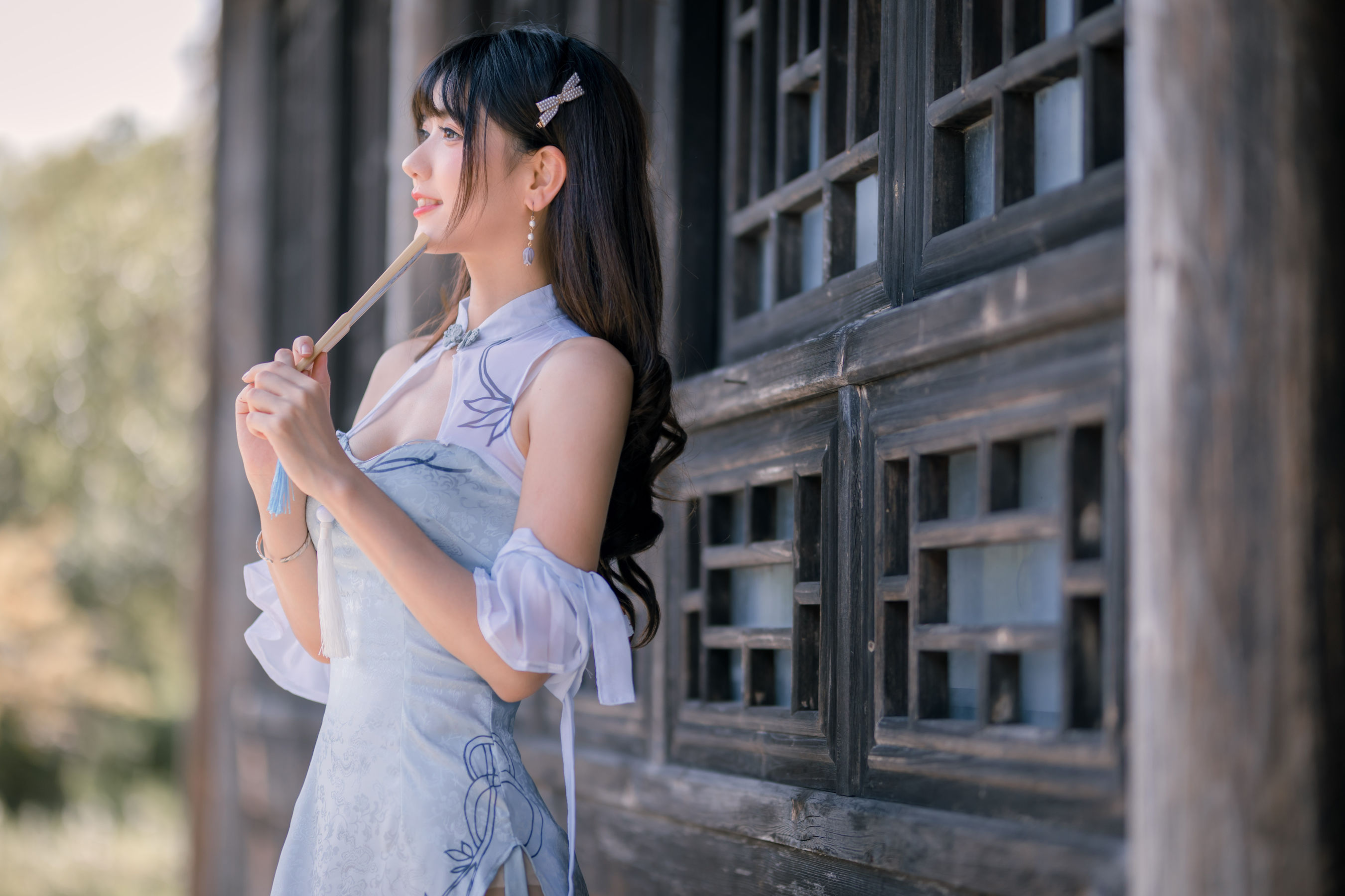 可爱妹子陆卿卿kyokyo - 蓝色旗袍-图15