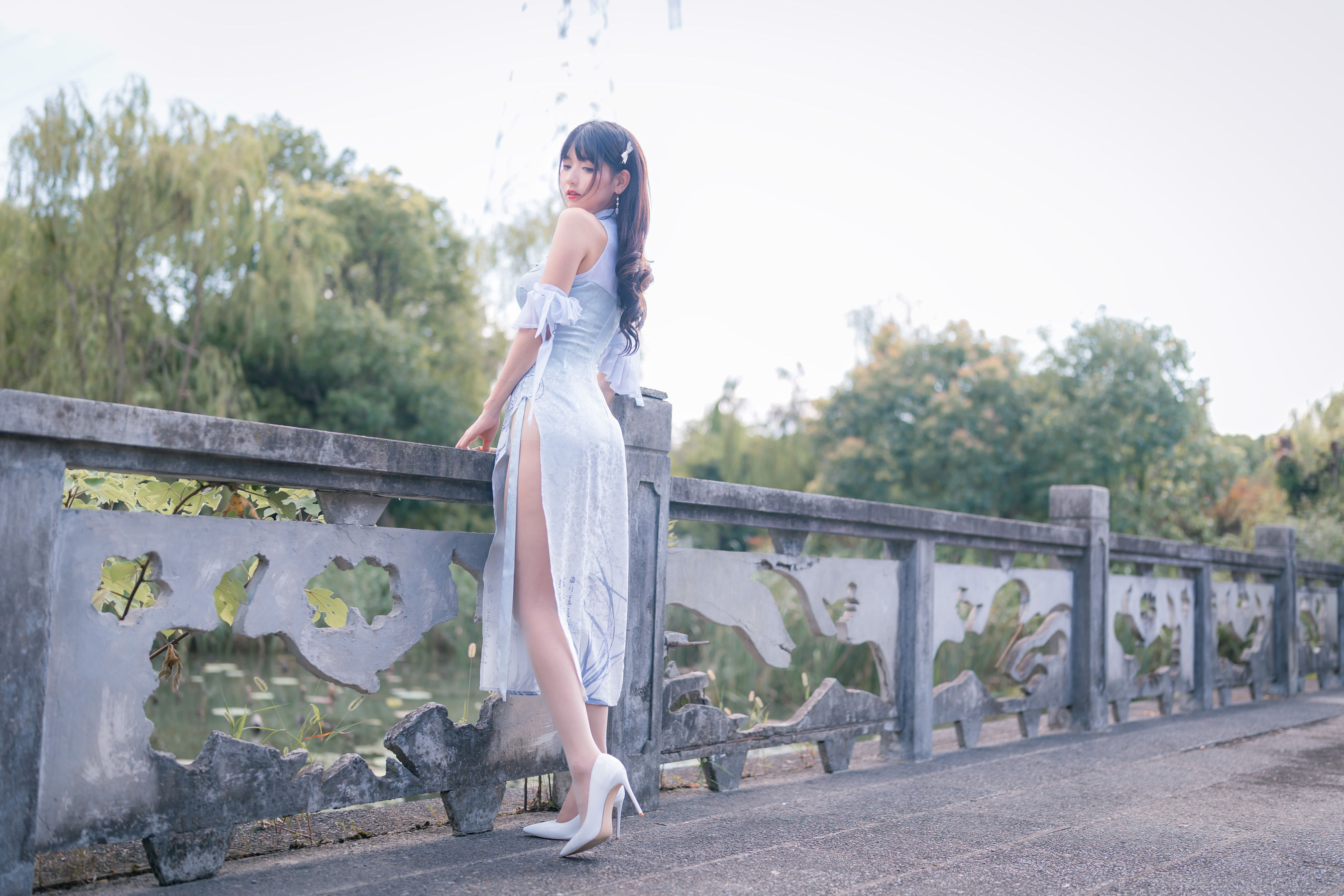 可爱妹子陆卿卿kyokyo - 蓝色旗袍-图16