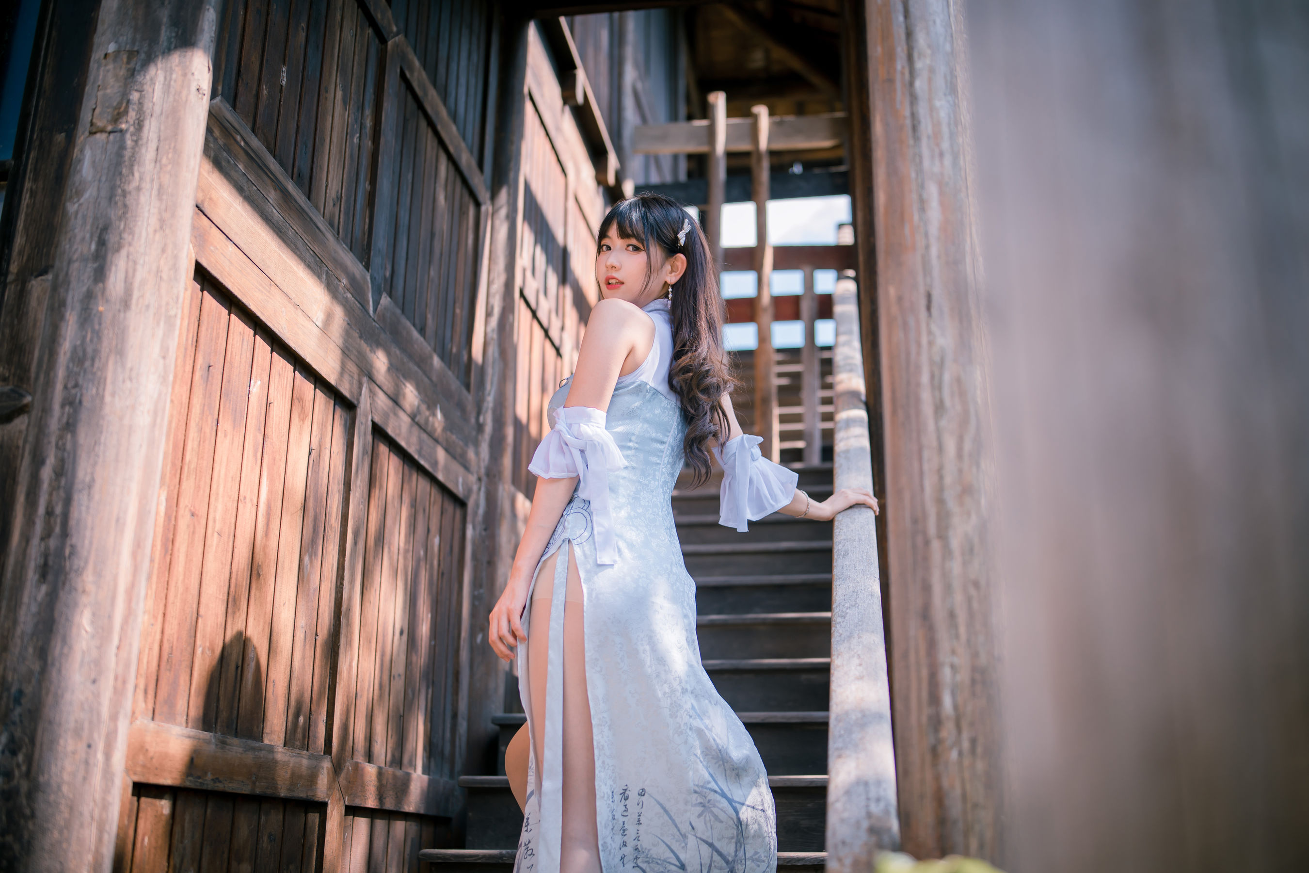 可爱妹子陆卿卿kyokyo - 蓝色旗袍-图18