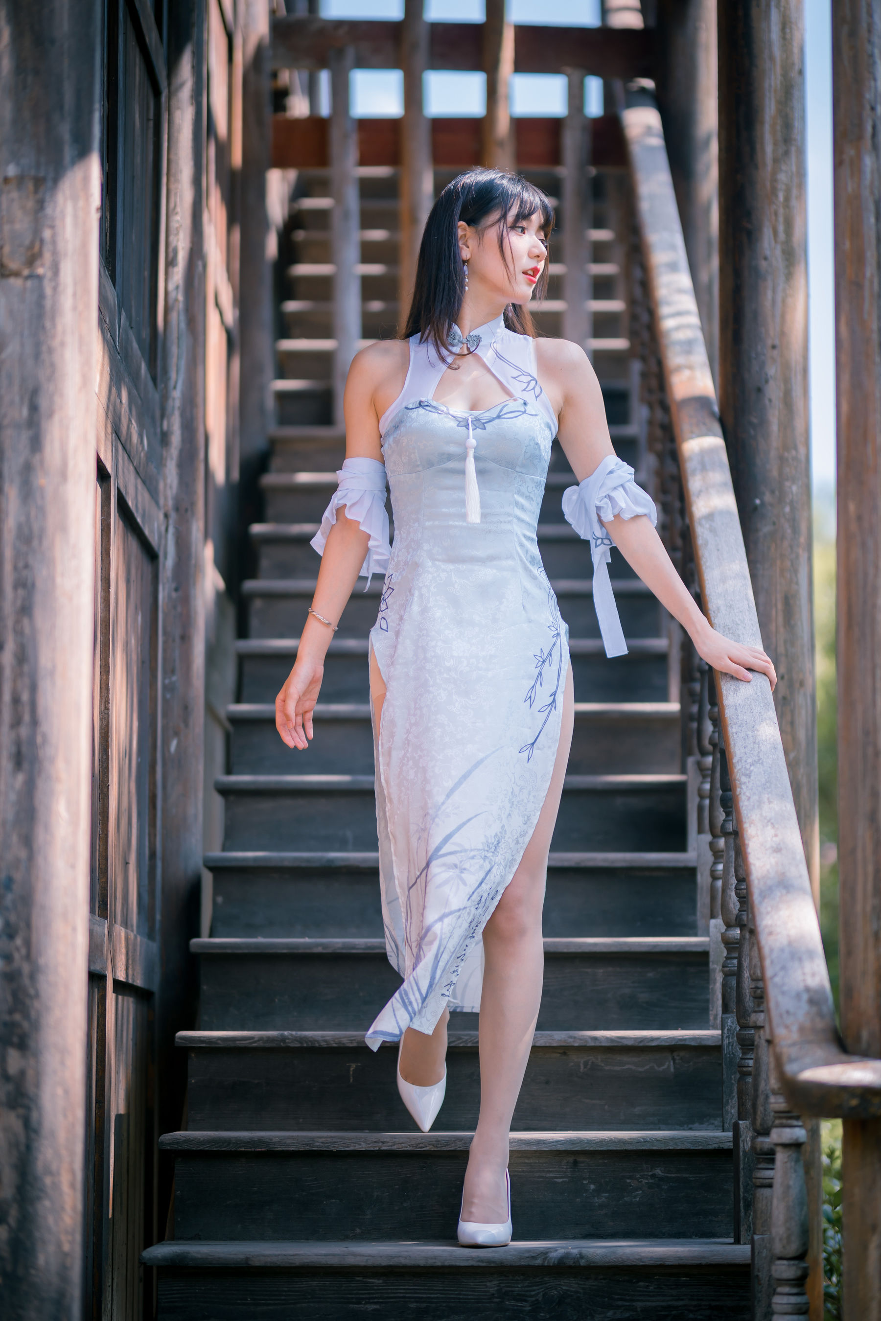 可爱妹子陆卿卿kyokyo - 蓝色旗袍-图22