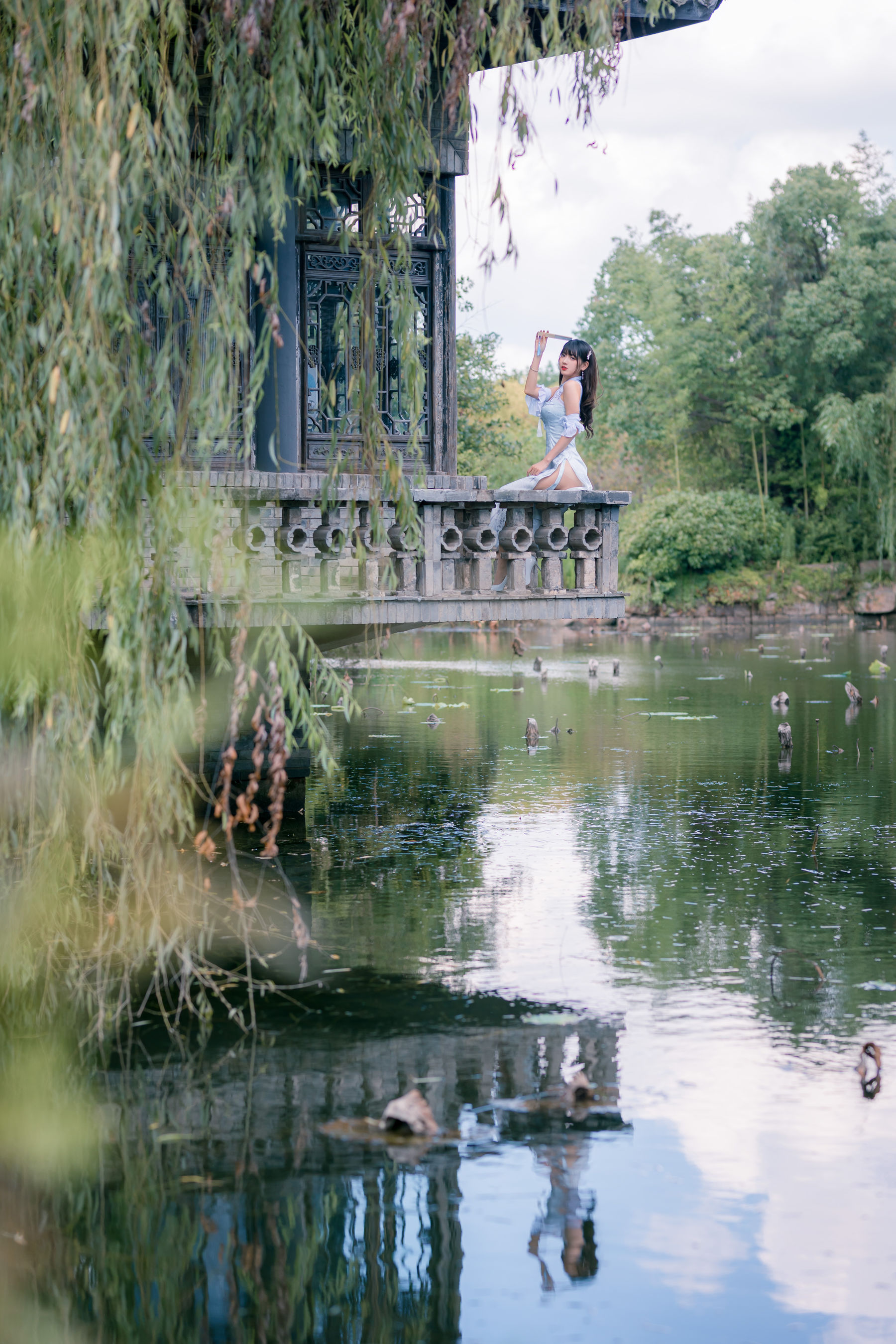 可爱妹子陆卿卿kyokyo - 蓝色旗袍-图8