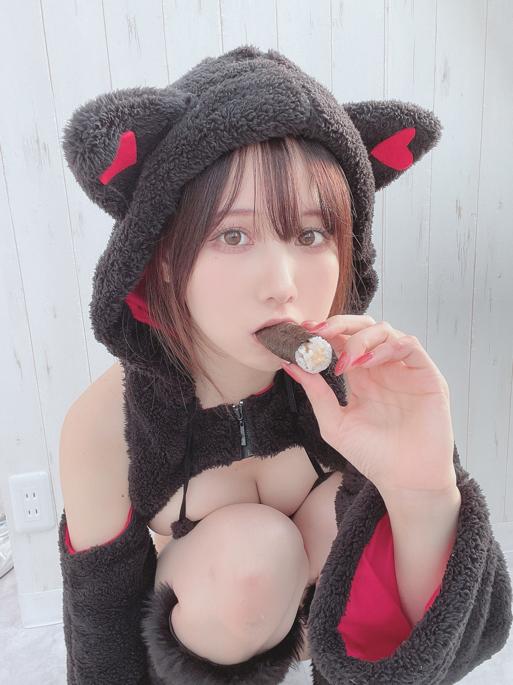 日本甜美COSERけんけん 20211127-黒猫ビキニ-图8