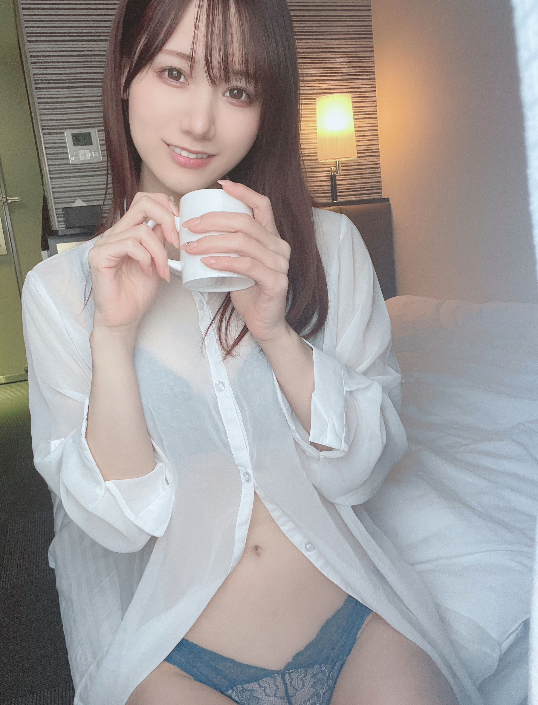 日本甜美COSERけんけん 20220128-透けシャツ×ランジェリー-图0