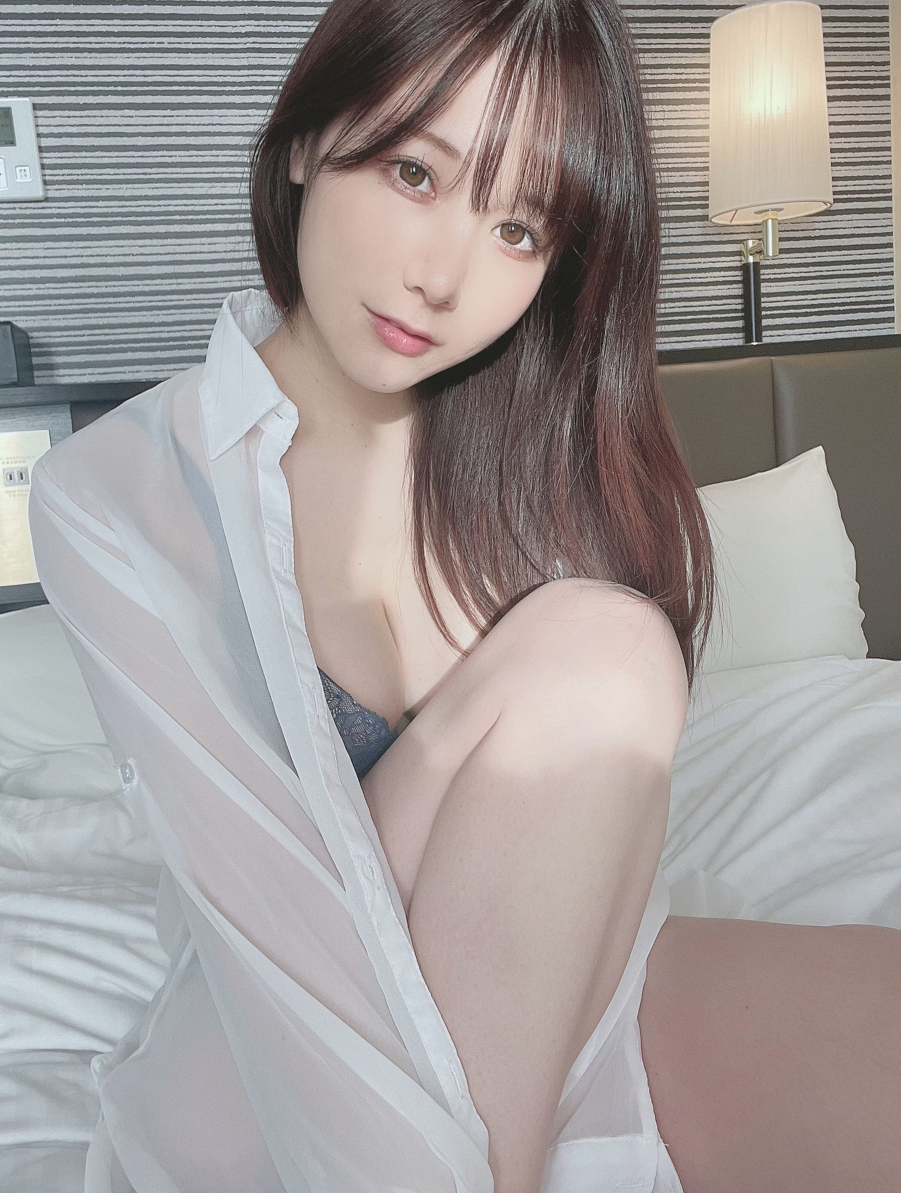 日本甜美COSERけんけん 20220128-透けシャツ×ランジェリー-图6