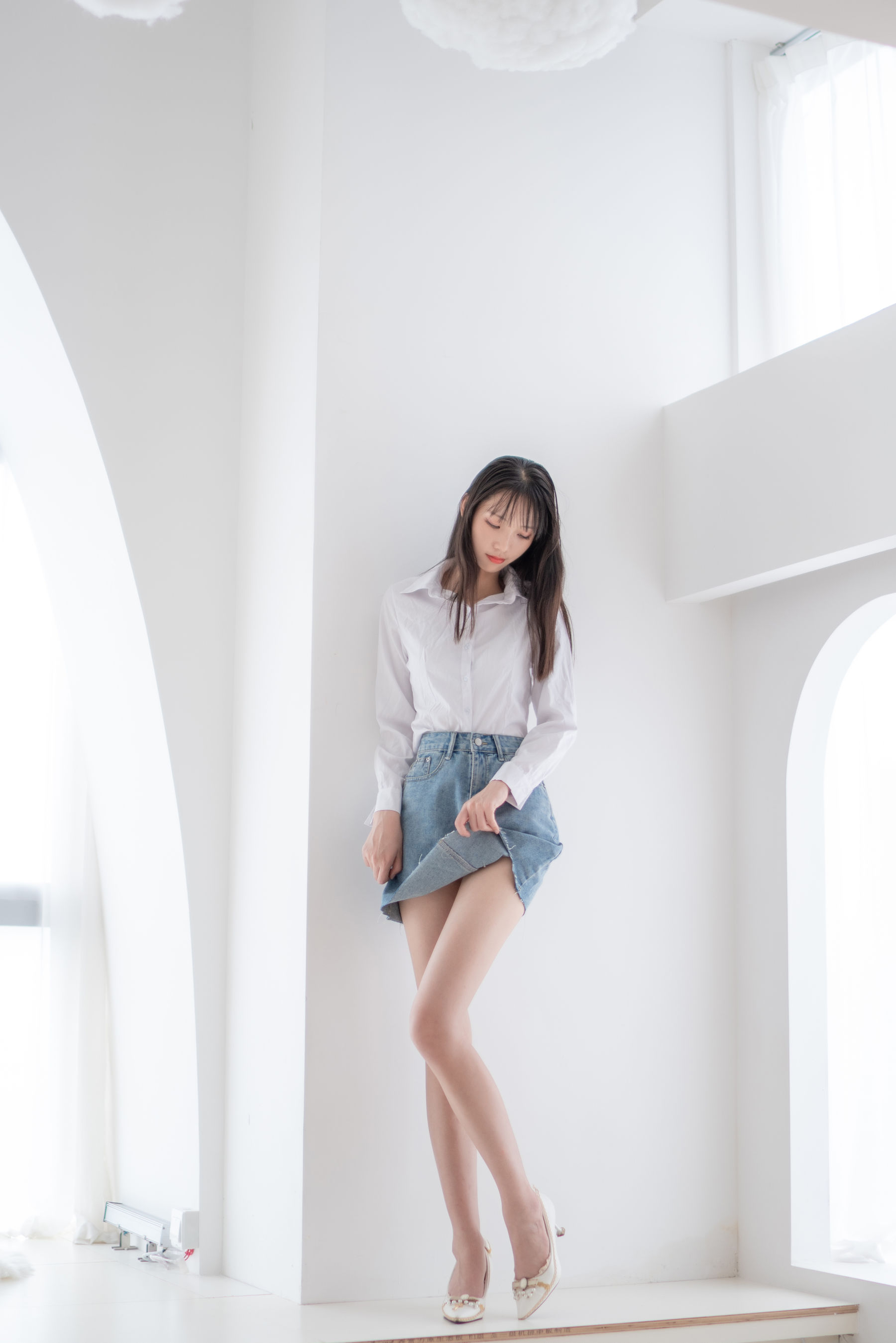 清纯妹子西瓜 - 衬衫牛仔裙-图9