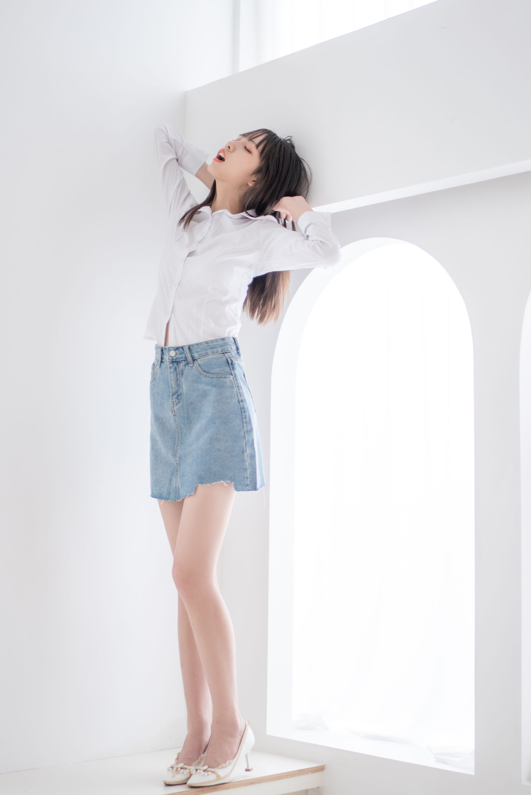 清纯妹子西瓜 - 衬衫牛仔裙-图10