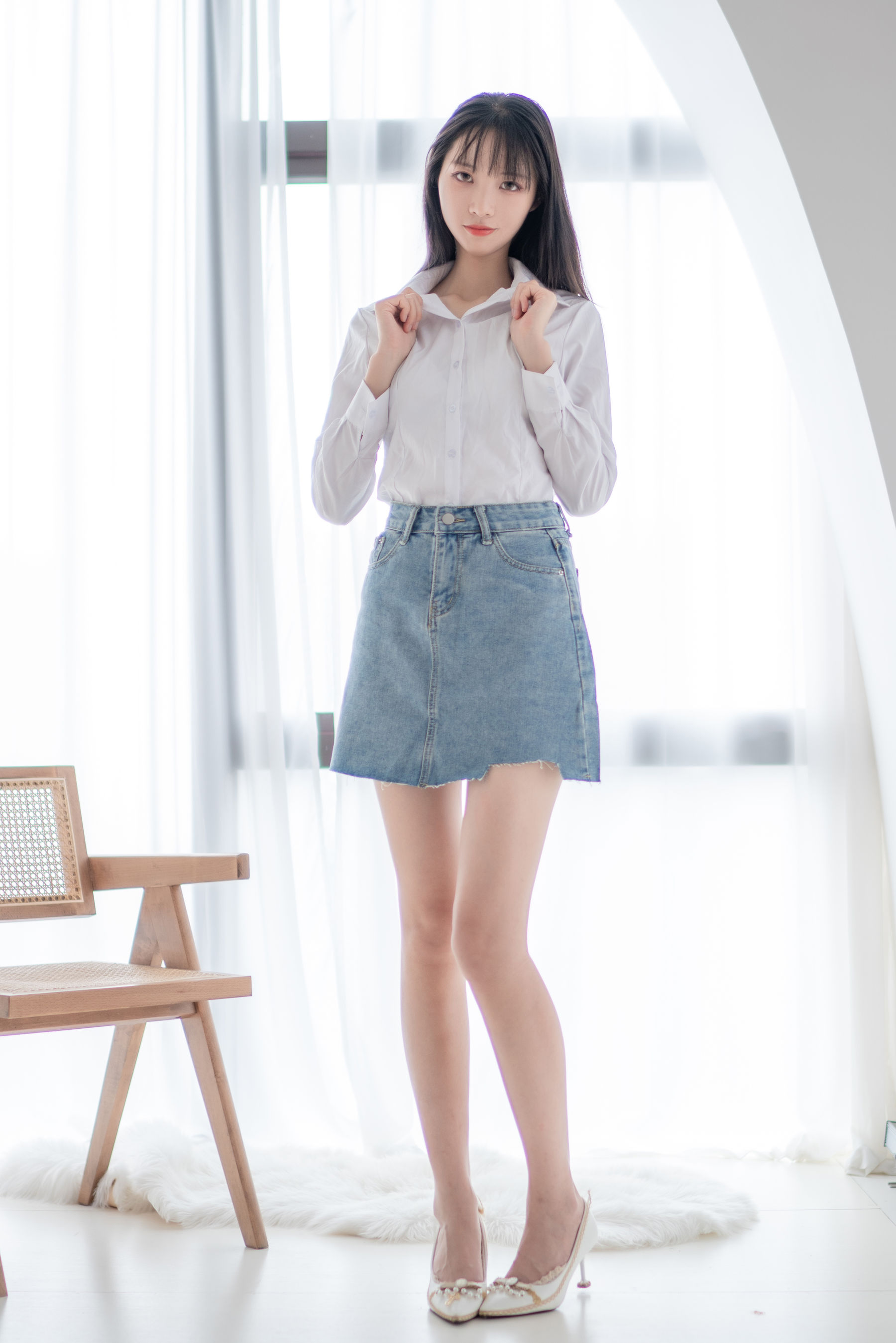 清纯妹子西瓜 - 衬衫牛仔裙-图11