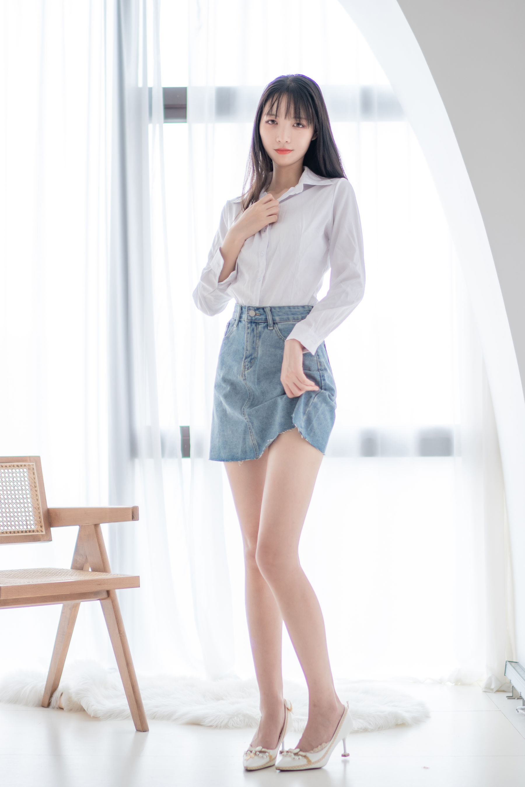 清纯妹子西瓜 - 衬衫牛仔裙-图44