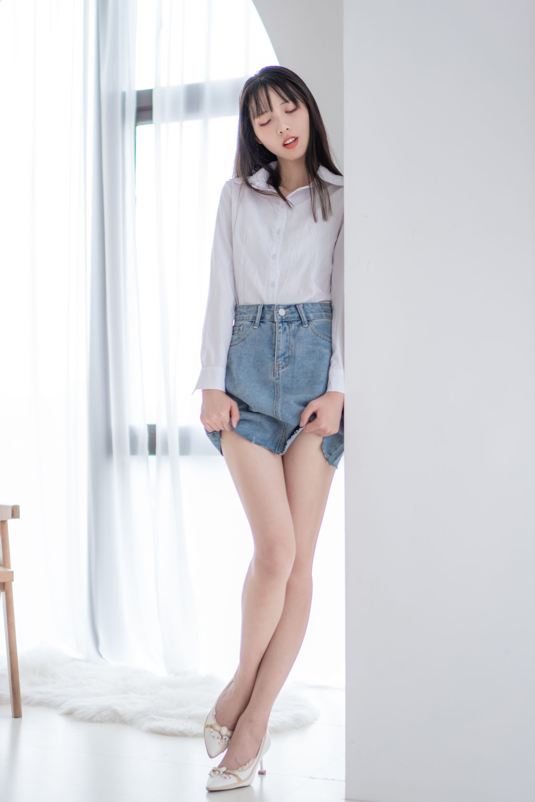 清纯妹子西瓜 - 衬衫牛仔裙-图7